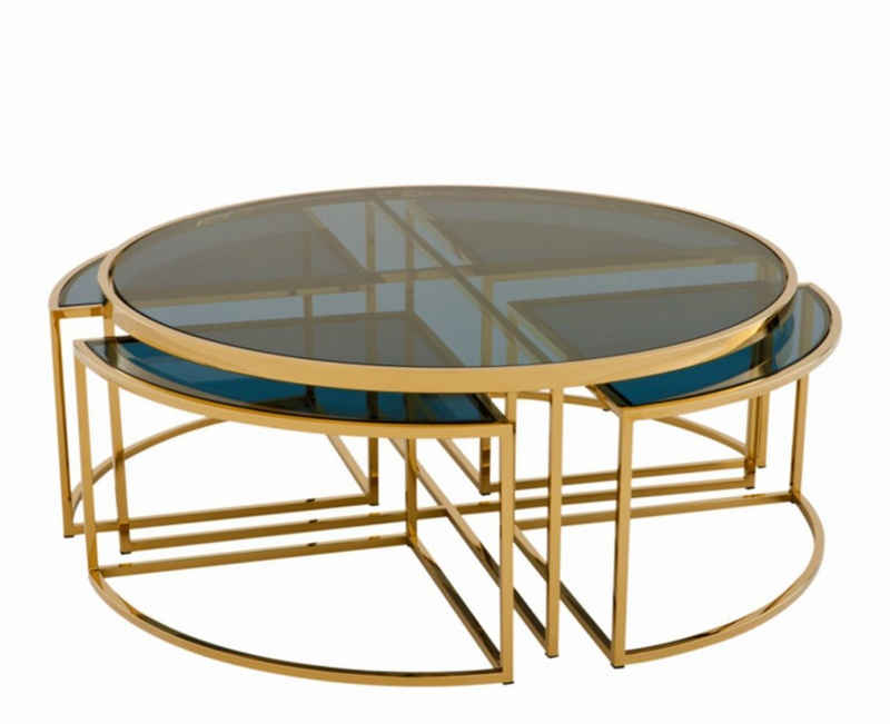 Casa Padrino Couchtisch Art Deco Luxus Couchtisch Gold Finish - Salon Tisch - Luxus Qualität