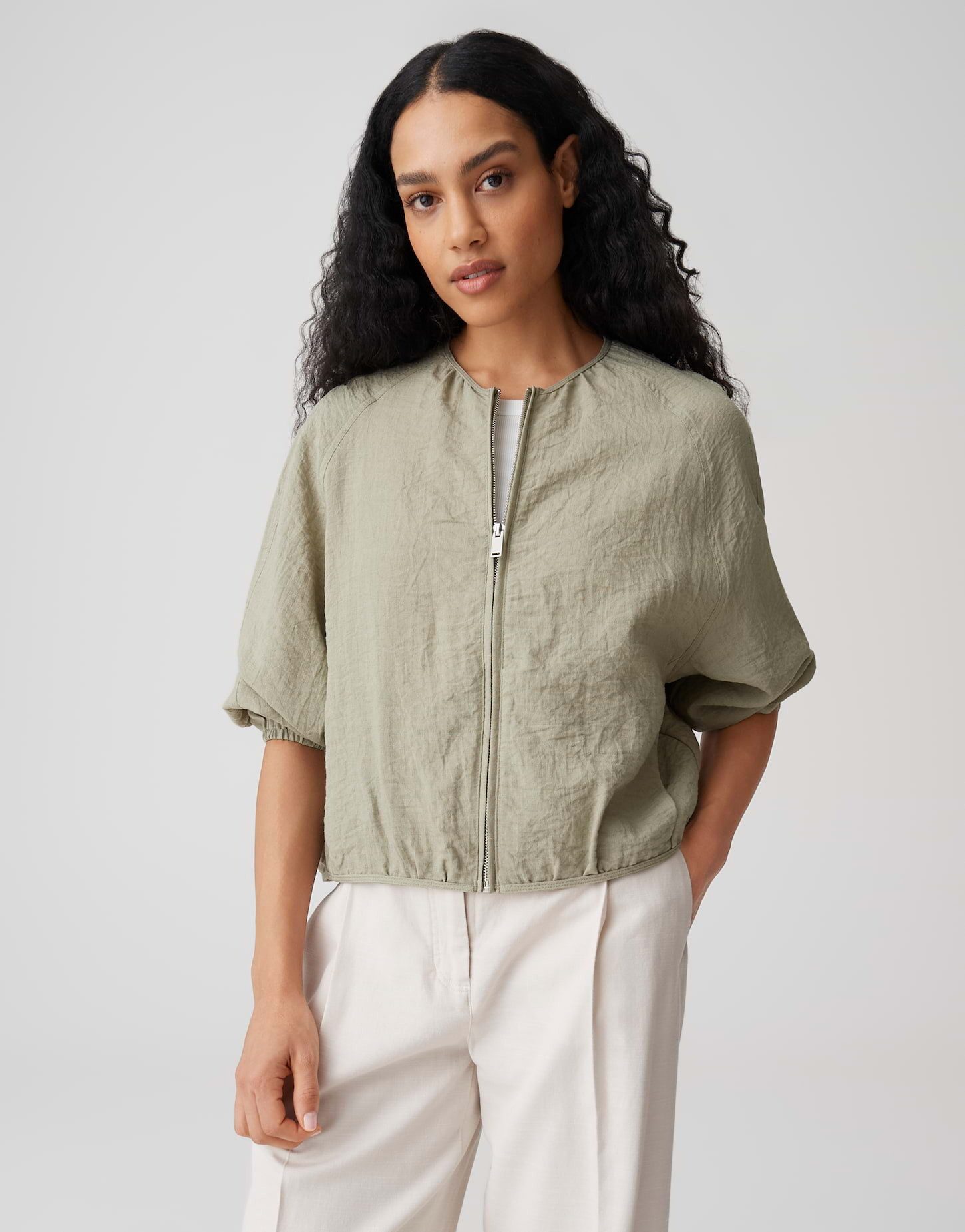 OPUS Jackenblazer Jarosa aus Webware mit Crepe Optik Raglanärmel, Nahttasch günstig online kaufen