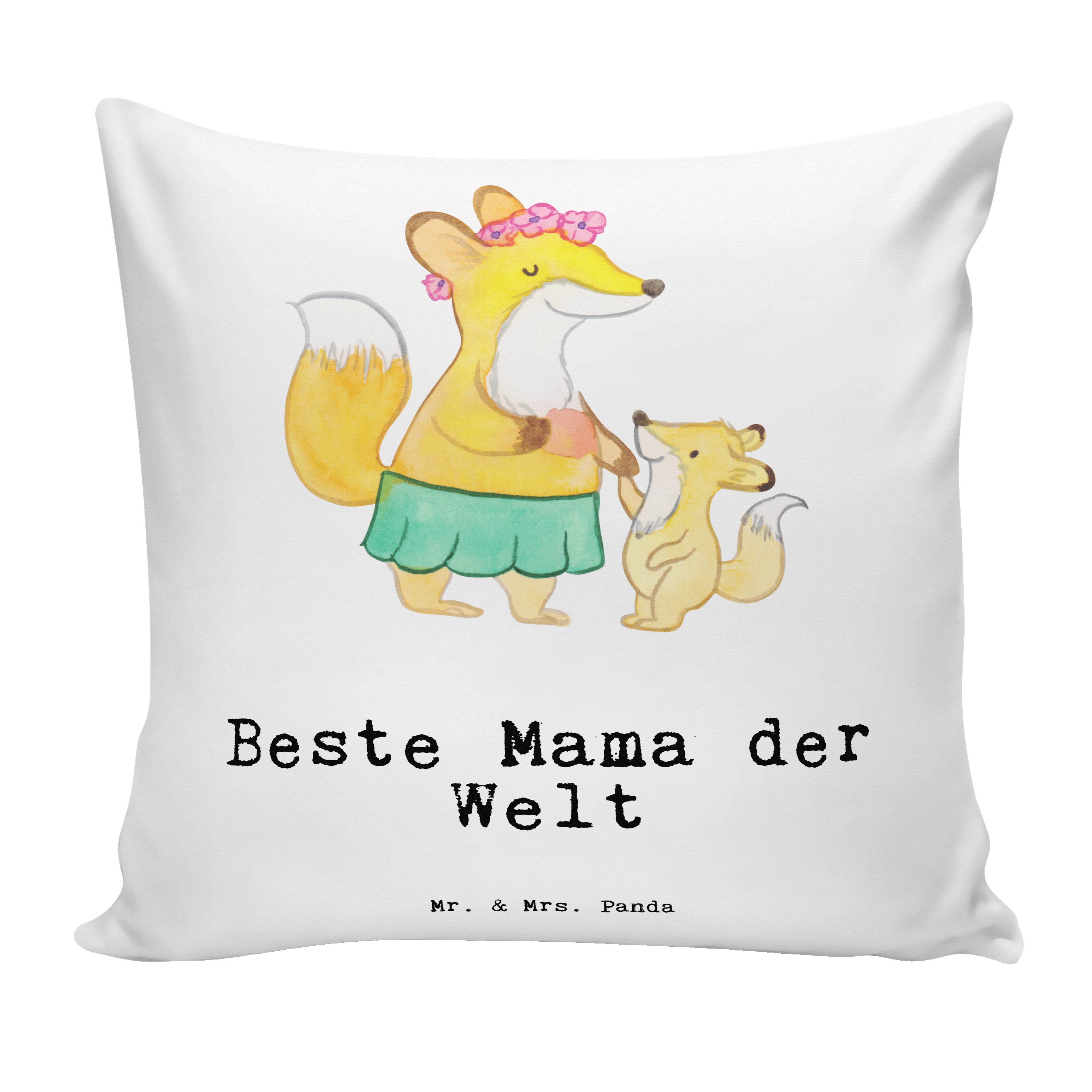 Mr. & Mrs. Panda Dekokissen Fuchs Beste Mama der Welt - Weiß - Geschenk, Sofakissen, Dankeschön