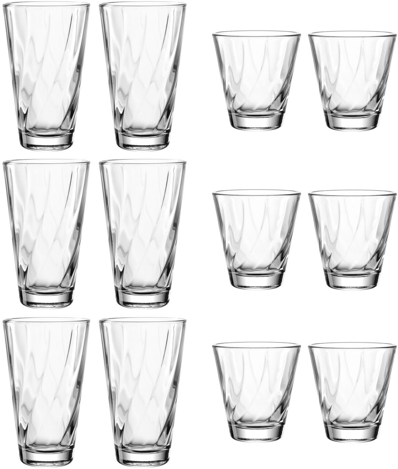 LEONARDO Gläser-Set Trinkglas-Set TWIST, 12-teilig, 12-tlg., Glas, Becher-Set, spülmaschinengeeignet
