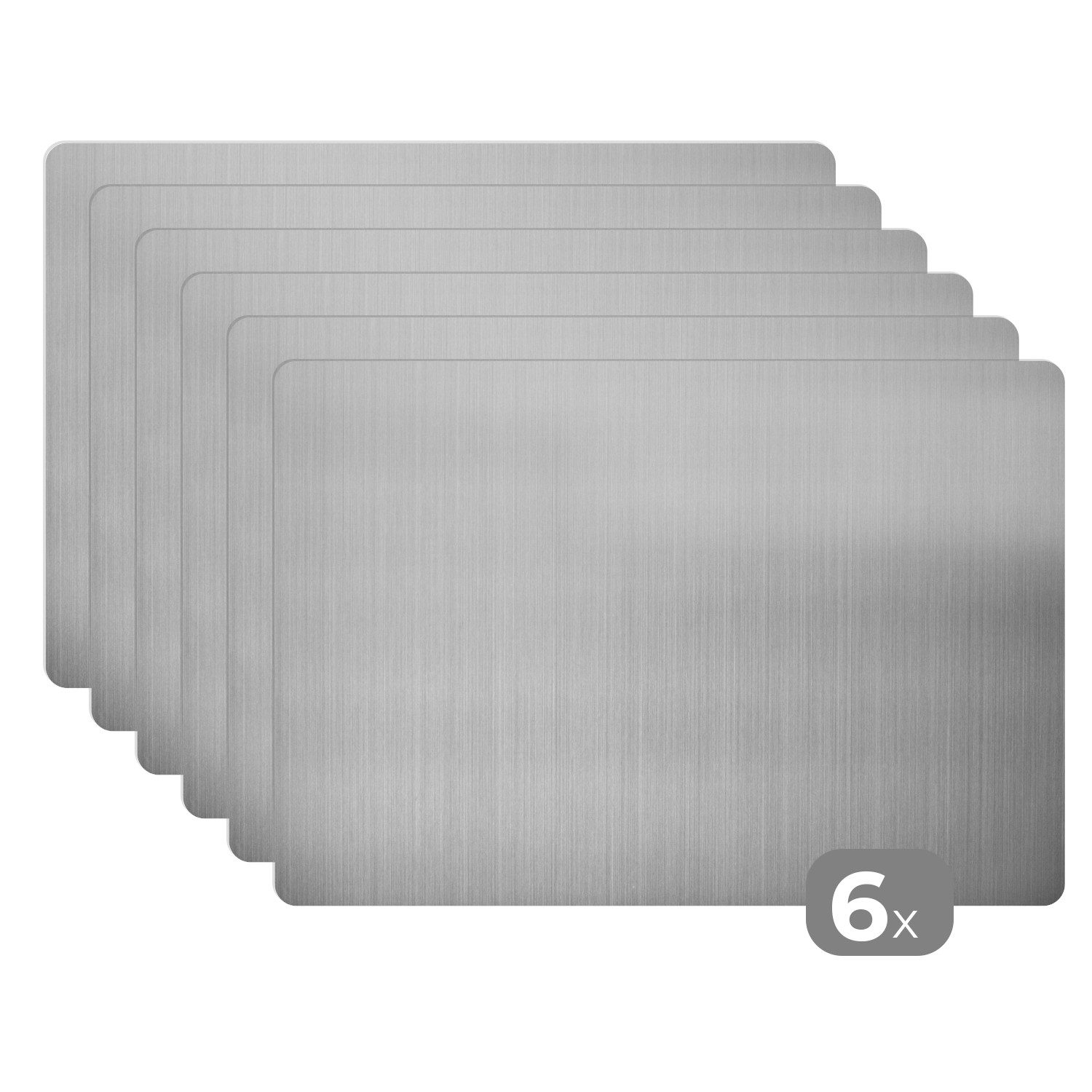 MuchoWow Platzset Metalldruck - Silber - Grau, (6-St), Platzsets, Tischset, Abwaschbar, Tischsets, Platzdeckchen