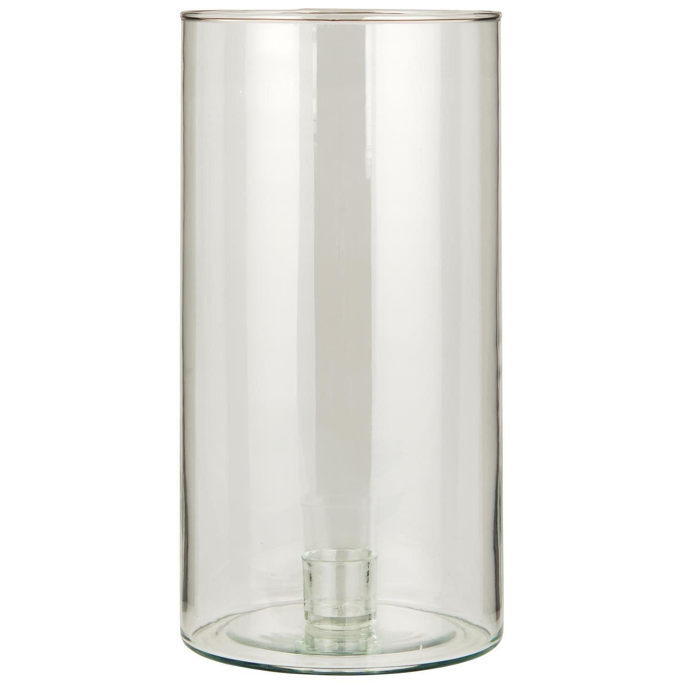 Ib Laursen Windlicht Windlicht GLAS Kerzenhalter fixiert für Stabkerze Ø2,2cm, Ø13x25cm