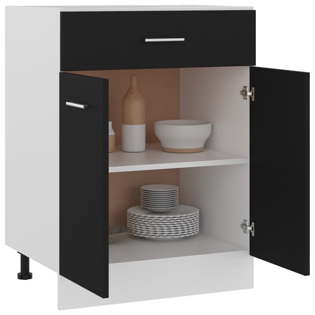 vidaXL Unterschrank Schubunterschrank Schwarz 60x46x81,5 cm Holzwerkstoff