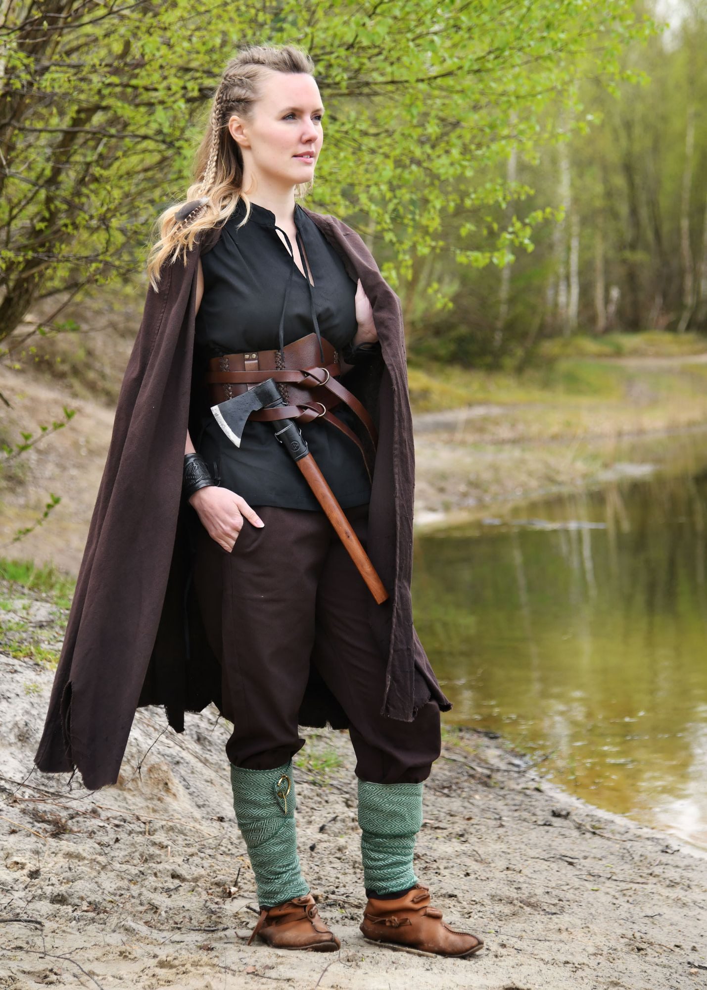 Battle Merchant Kostüm Ärmellose Mittelalter-Bluse Levke, schwarz, Gr. XXL