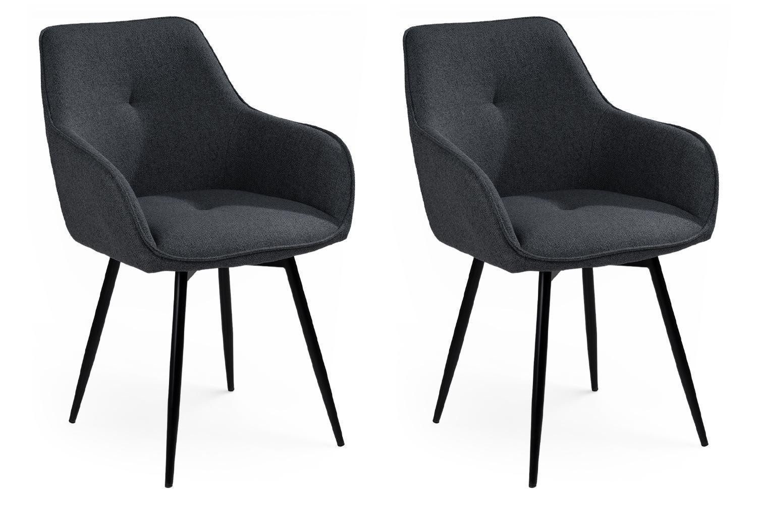 casa NOVA Esszimmerstuhl ALMA, Dunkelgrau, Schwarz, Webstoff, 2er Set (Spar-Set, 2 St), 360 Grad drehbar, B 57 x H 85 x T 57 cm