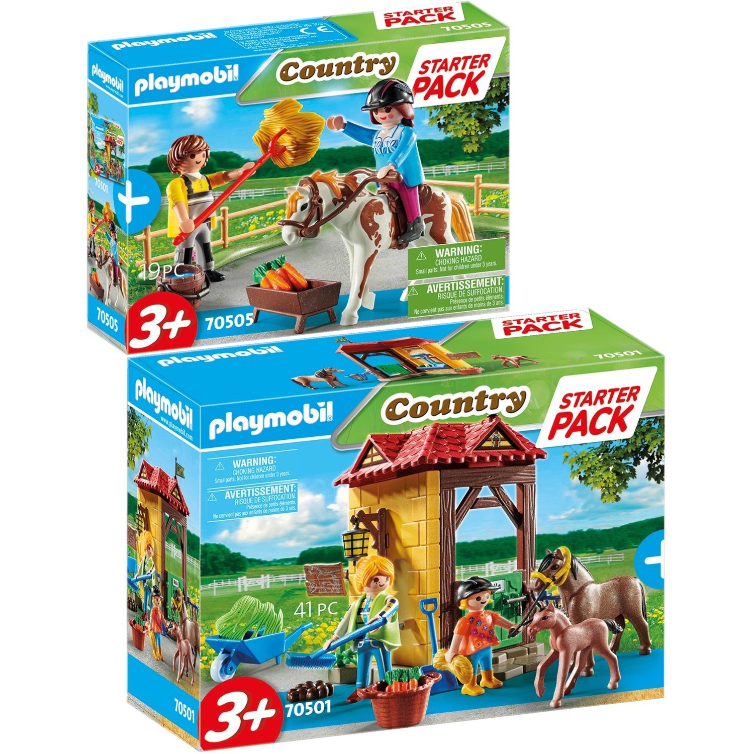 Playmobil® Spielbausteine 70501 70505 Country 2er Set Starter Pack  Reiterhof +