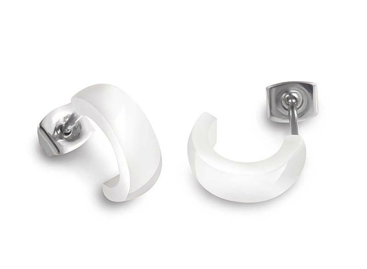 Boccia Paar Серьги-кольца Damen-Halb-Titan Keramik Weiß