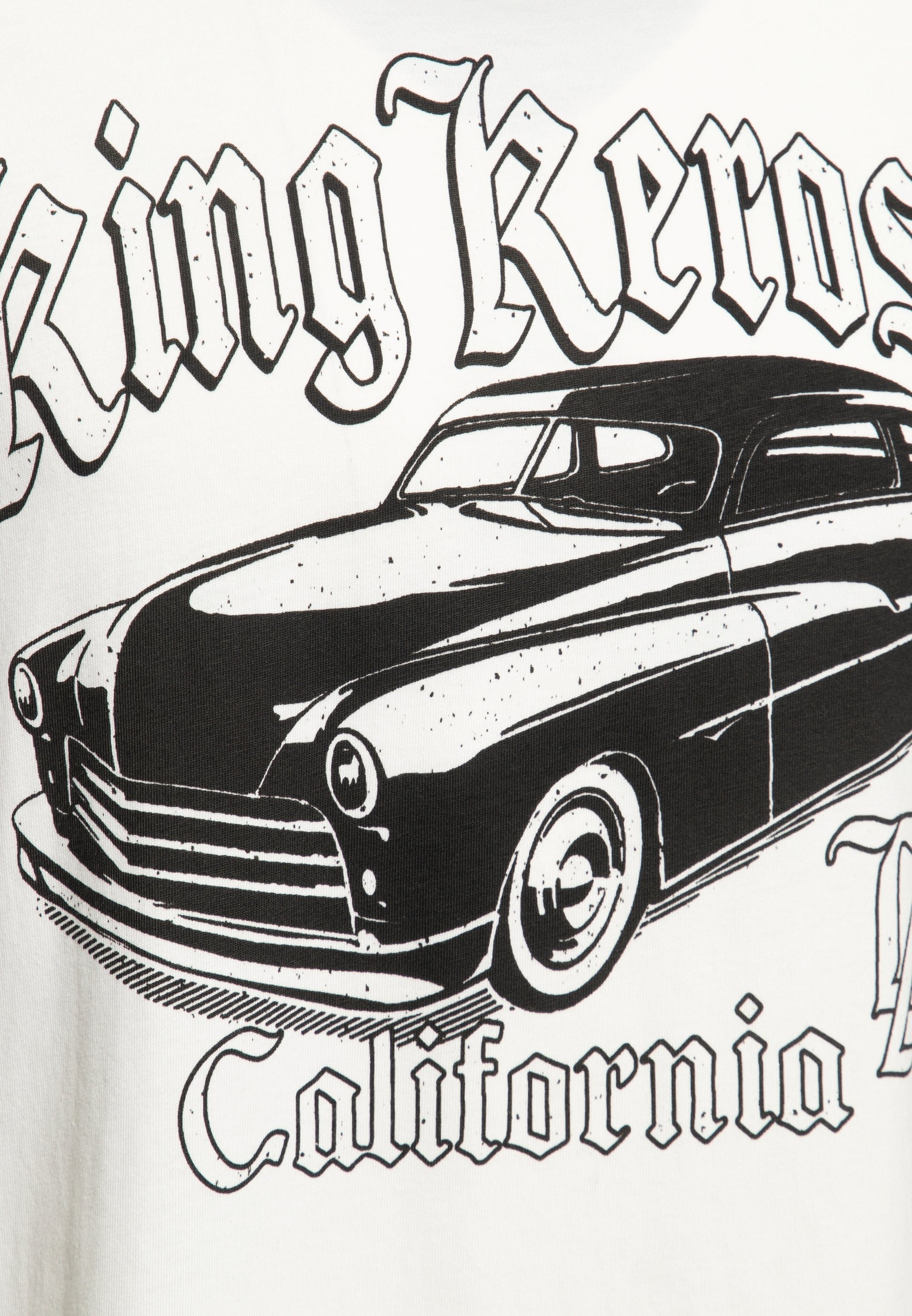 KingKerosin Print-Shirt California Greaser Print weiß Look Retro Front (1-tlg) Muscle-Car im