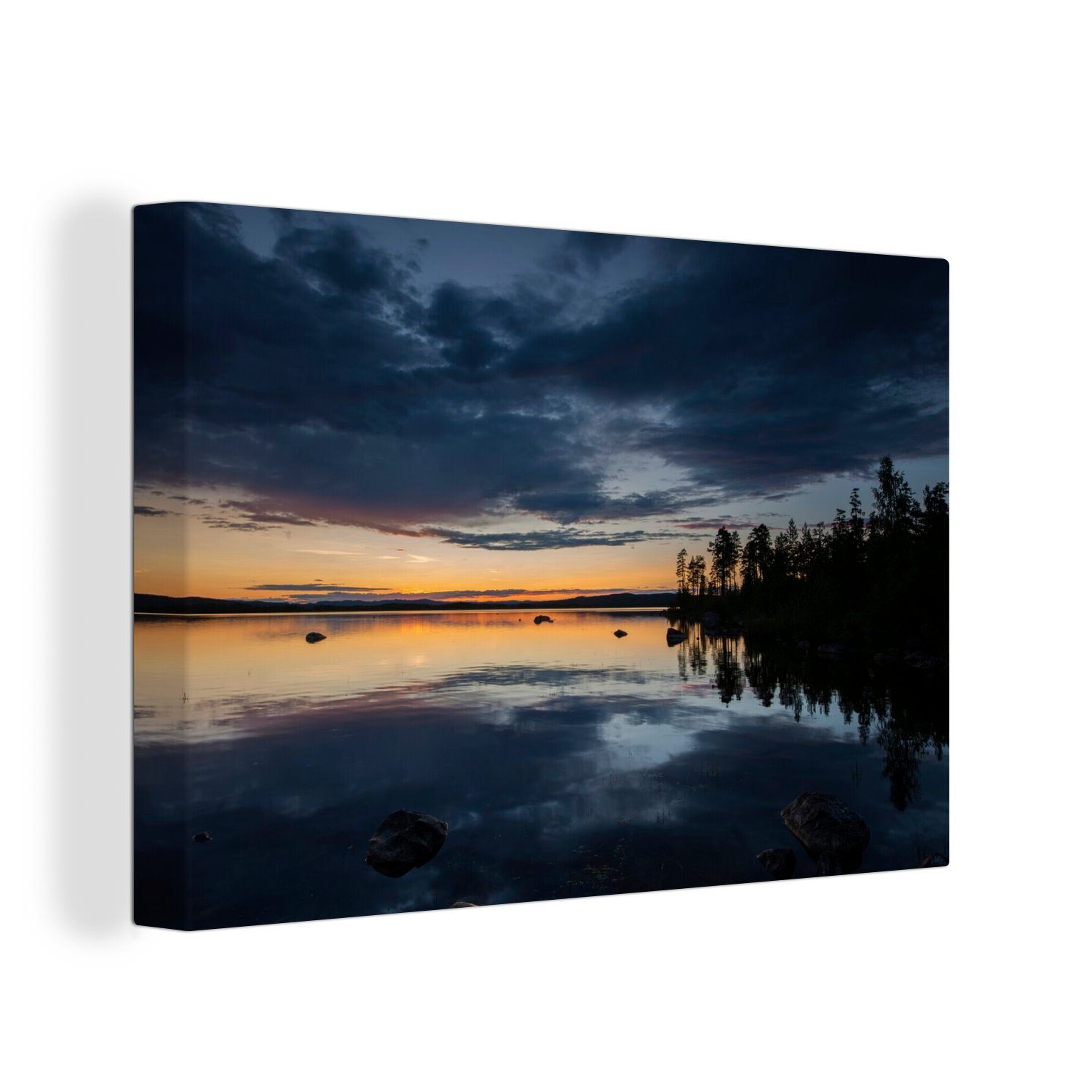 OneMillionCanvasses® Leinwandbild Der Sonnenuntergang im Hamra-Nationalpark in Schweden, (1 St), Wandbild Leinwandbilder, Aufhängefertig, Wanddeko, 30x20 cm