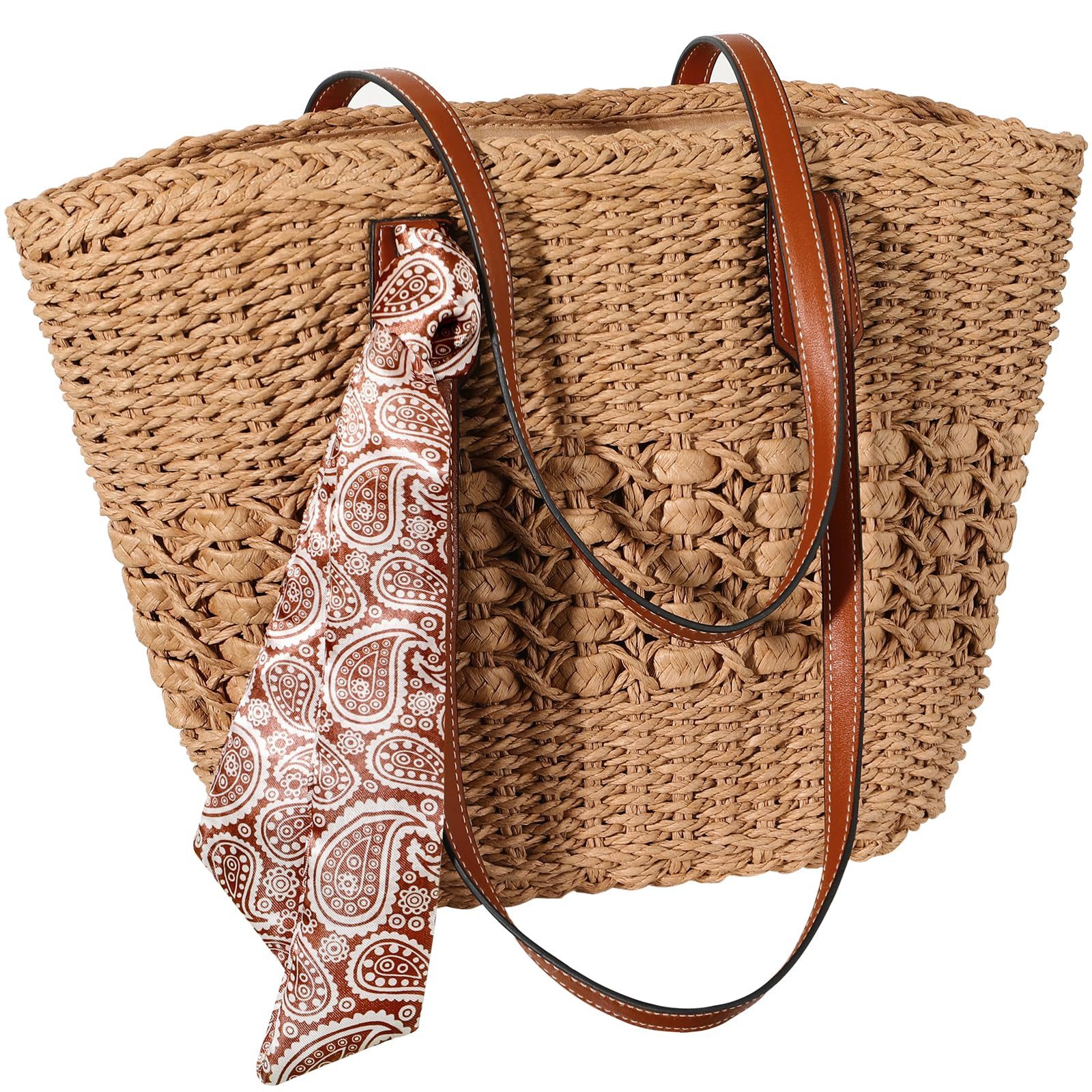 XL-Strandtasche Strandtasche, große Strandtasche für Damen, gewebte Stroh-Strandtasche