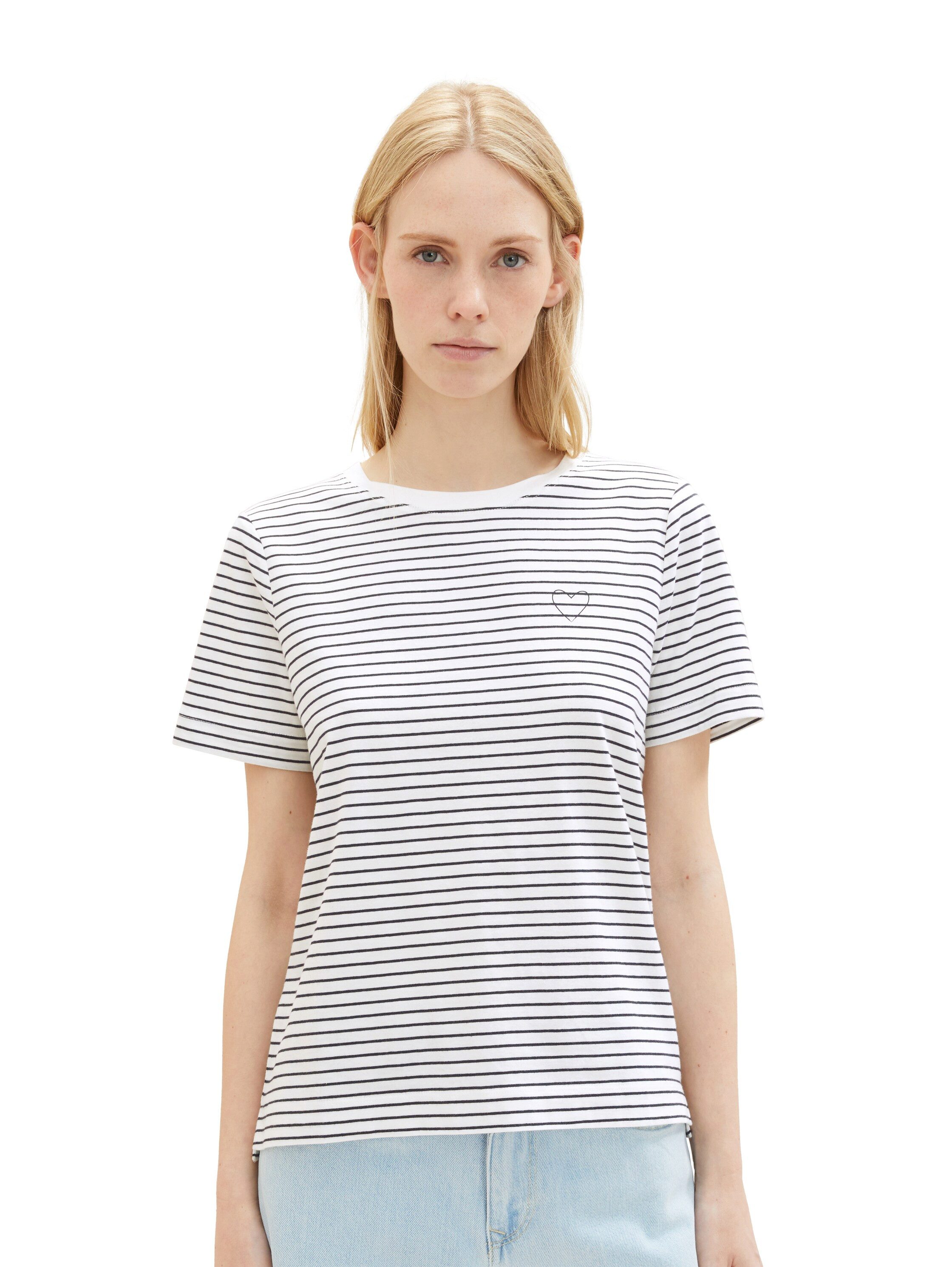 TOM TAILOR Rundhalsshirt mit Herzmotiv als günstig online kaufen