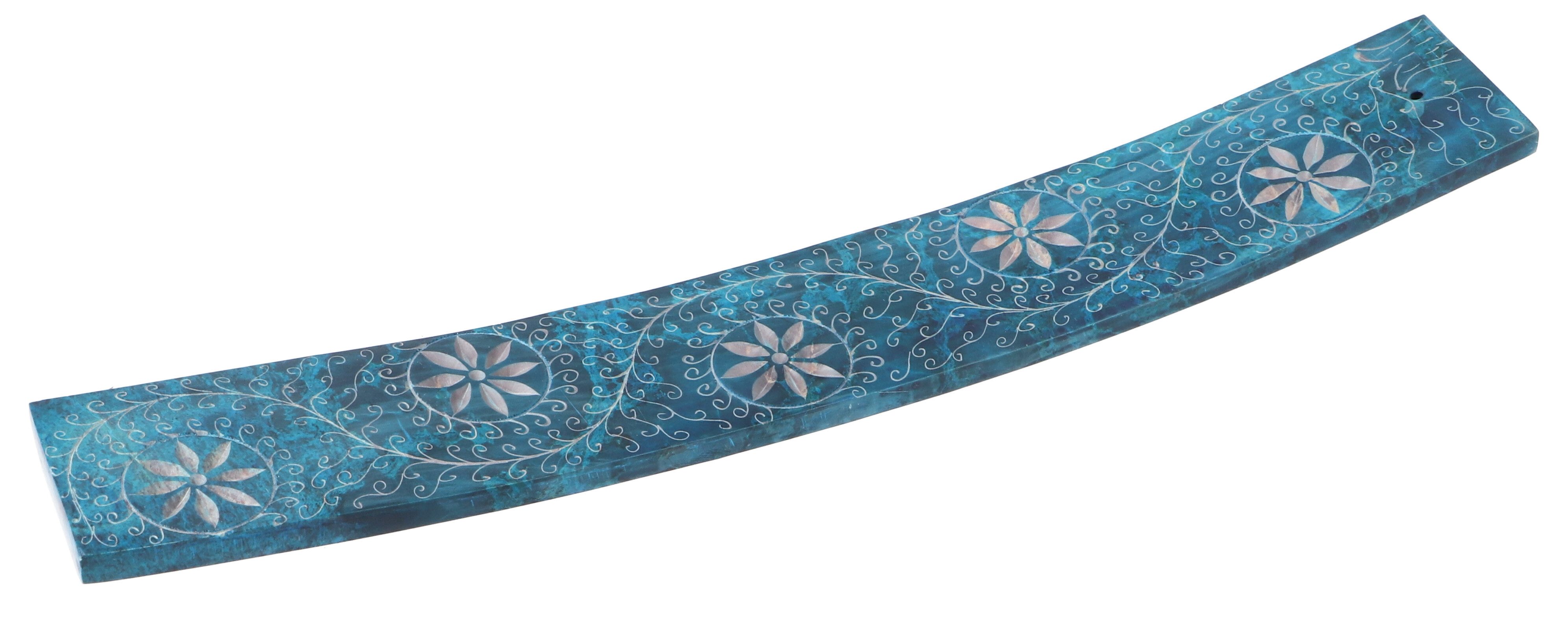 Guru-Shop Räucherstäbchen-Halter Speckstein Räucherstäbchenhalter - Ranke/ blau