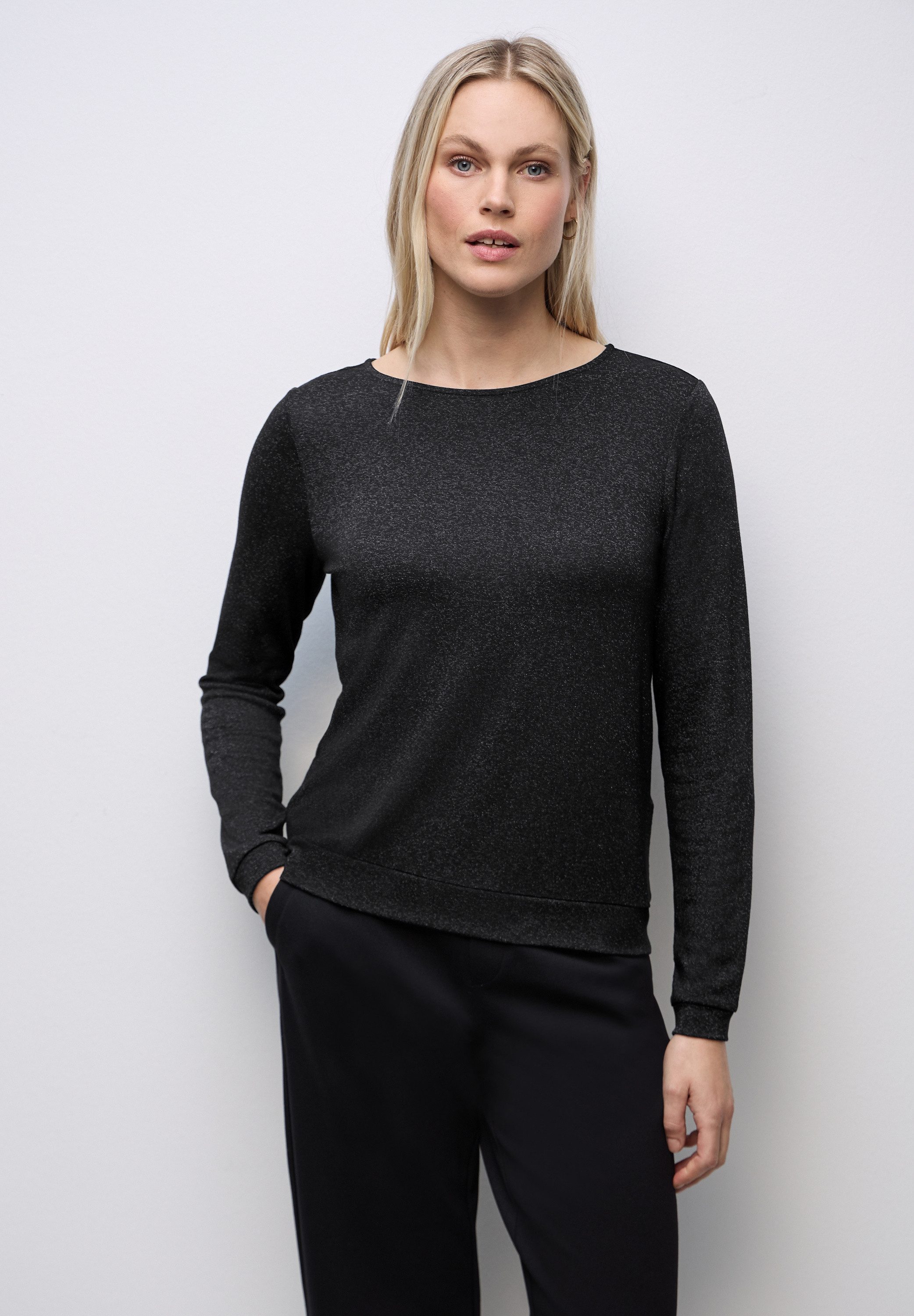 STREET ONE Langarmshirt aus softem Materialmix