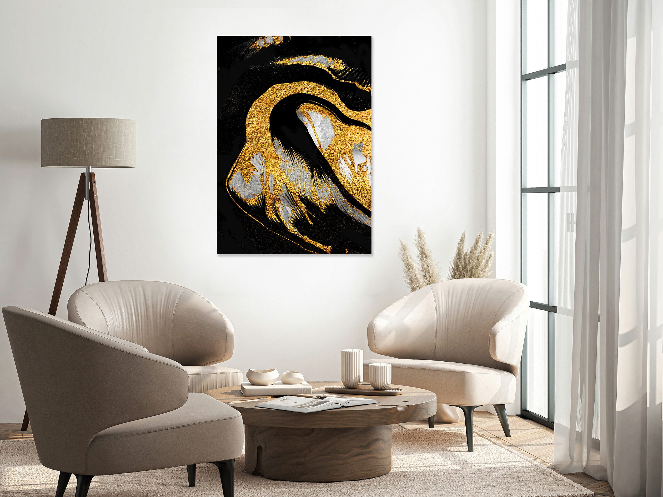 queence Acrylglasbild Wandbild, Goldbild, Bild Abstrakte Kunst mit Blattgold veredelt, Abstrakte, Fantasy, Kunst, Handveredelt mit Blattgold für eine edle und zeitlose Optik.
