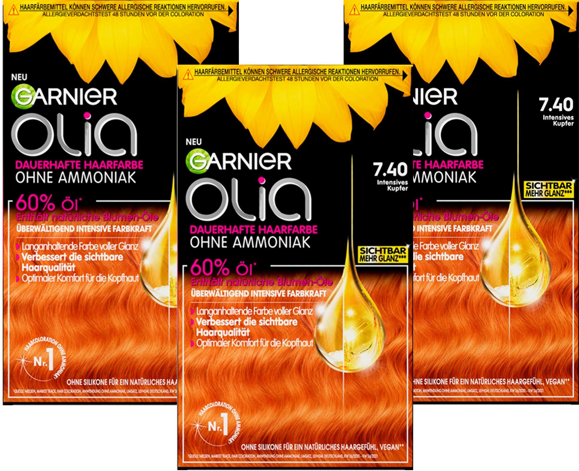 GARNIER Coloration Garnier Olia dauerhafte Haarfarbe, Set, 3-tlg., mit pflegender Formel