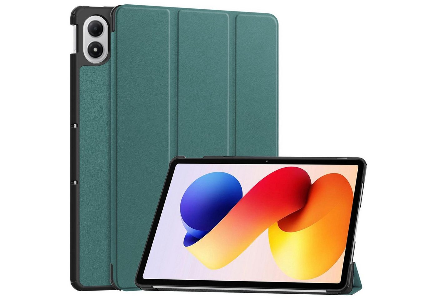 Wigento Tablet-Hülle Für Xiaomi Redmi Pad 2 Pro 12.1" 3folt Wake UP Smart Tasche Hülle Grün, 3-Fach Halterung, Kratzfest, Leicht