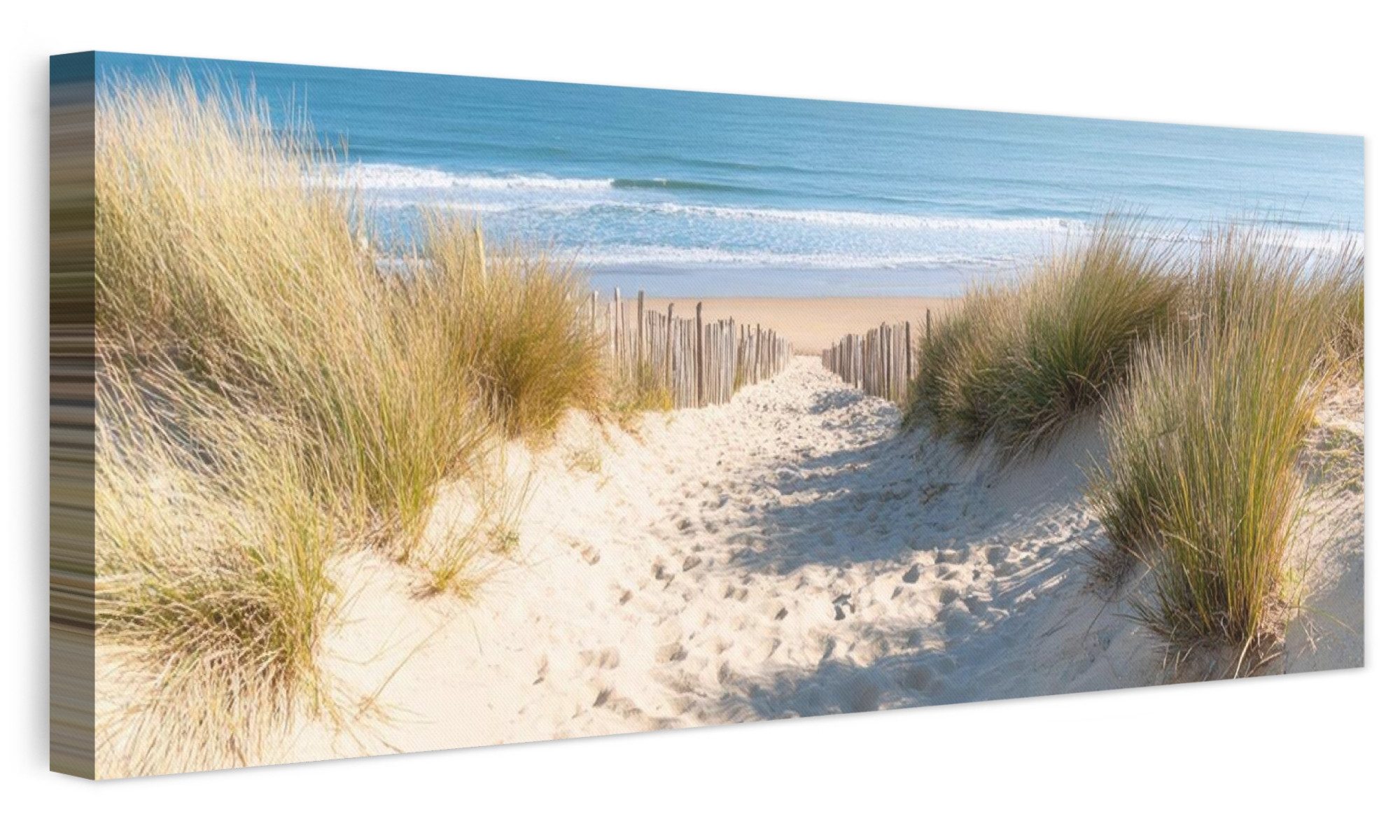 OneMillionCanvasses® Leinwandbild Panorama Strand - Meer - Düne - Sand - Sommer, Fotodruck (1 St), Wandbild, Deko Schlafzimmer Wohnzimmer …