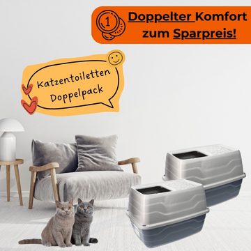 GarPet Katzentoilette 2x Hop In Katzenklo oben einstieg Katzentoilette Top Entry Doppelpack