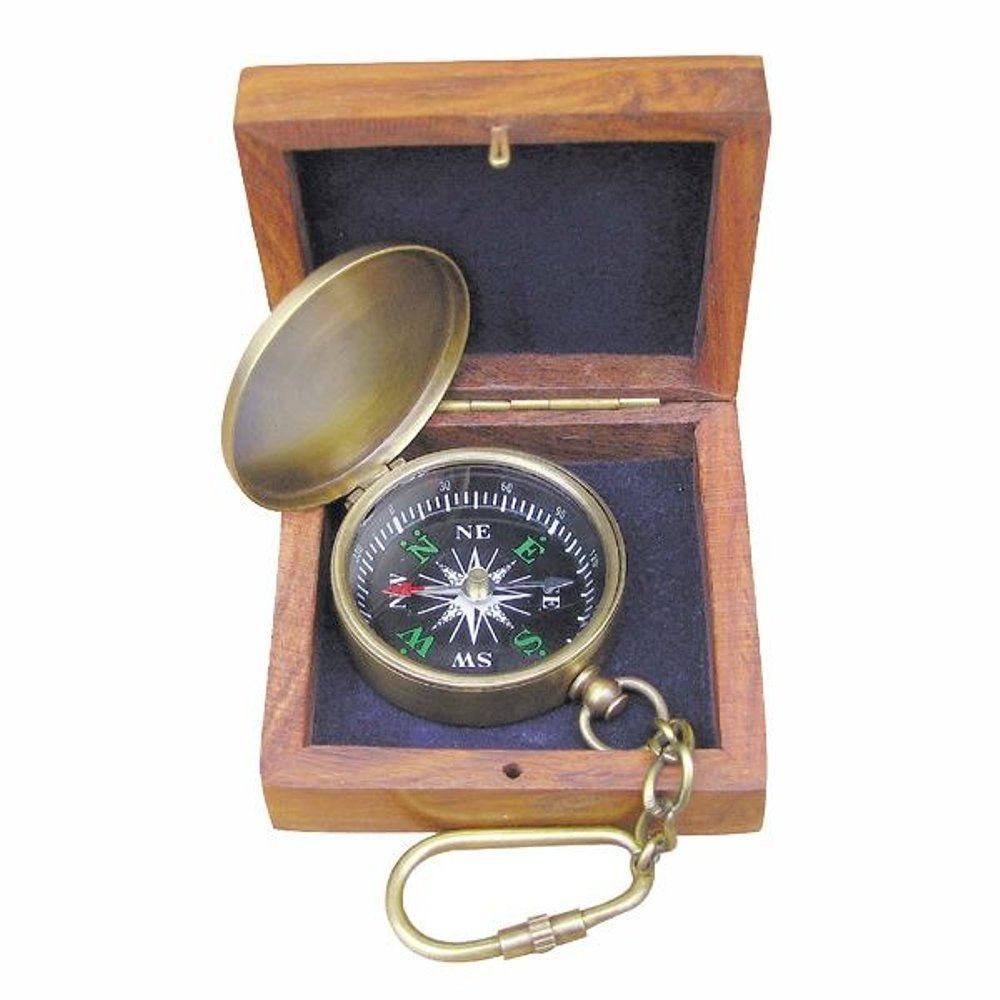 Linoows Dekoobjekt Kompass, Taschenkompass, Magnetkompass in Edelholz Box, Reproduktion