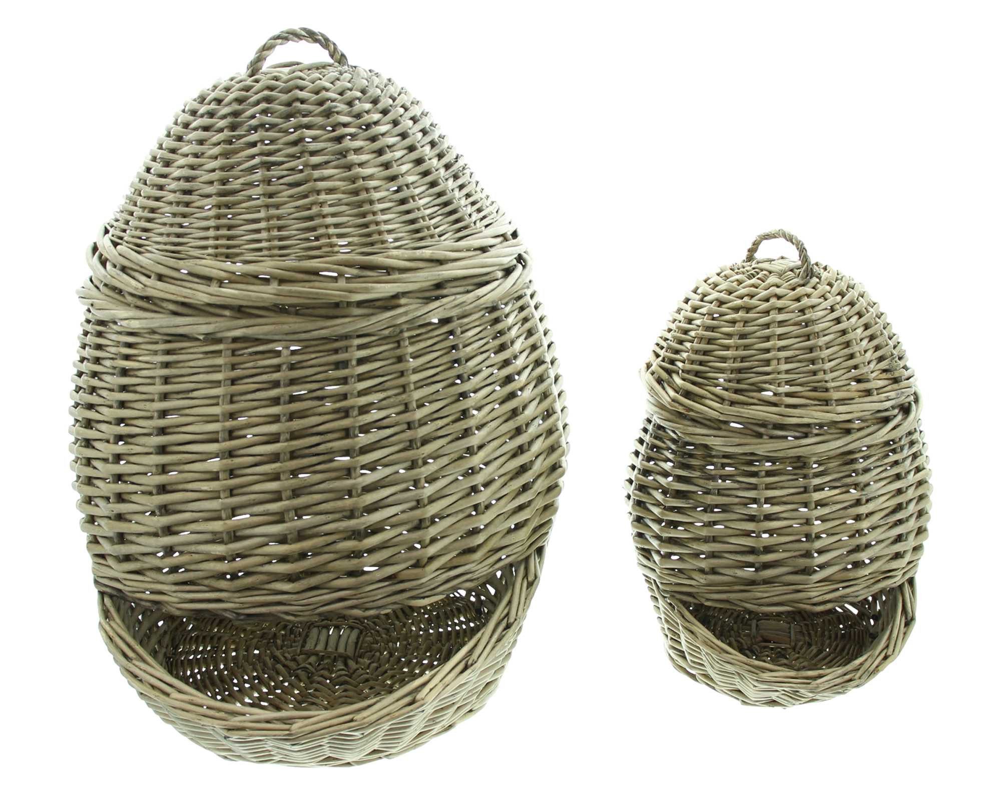 Dekoleidenschaft Vorratsdose Gemüsekorb aus Weide, grau, 32 + 45 cm hoch, Kartoffelkorb Zwiebelkorb, Weide, (2er Set), Weidenkorb, Flechtkorb, Aufbewahrungskorb