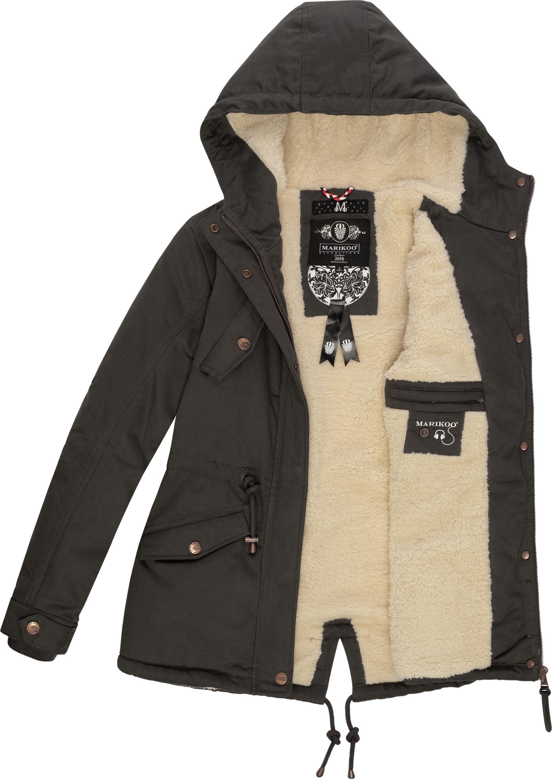 Marikoo Winterjacke Manolya stylischer Kurzmantel mit weichem Teddyfell-Futter – Bild 5 von 5