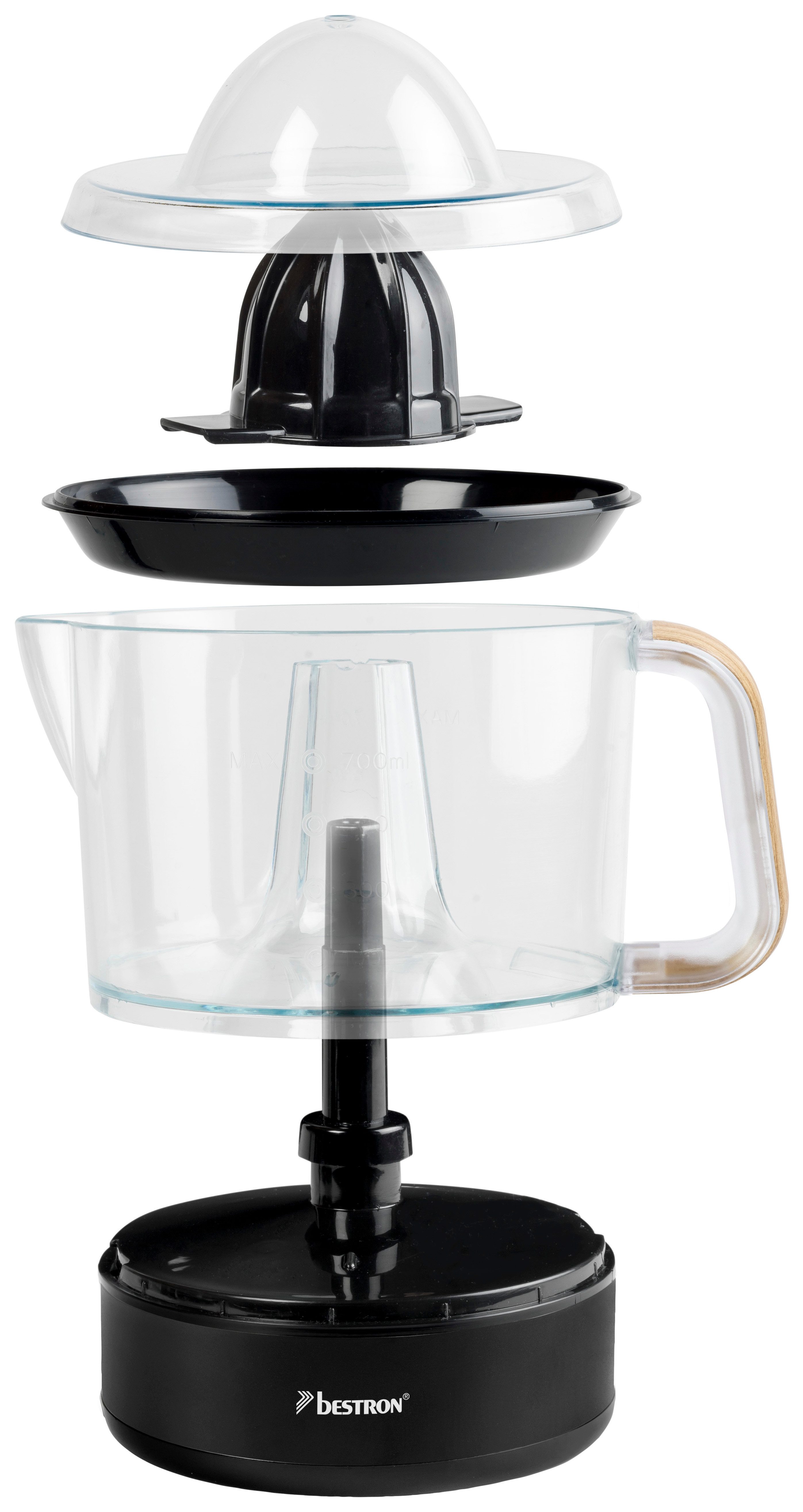 bestron Zitruspresse ACJ350, 40 W, 700 ml mit 2 Presskegeln & Frischhaltedeckel