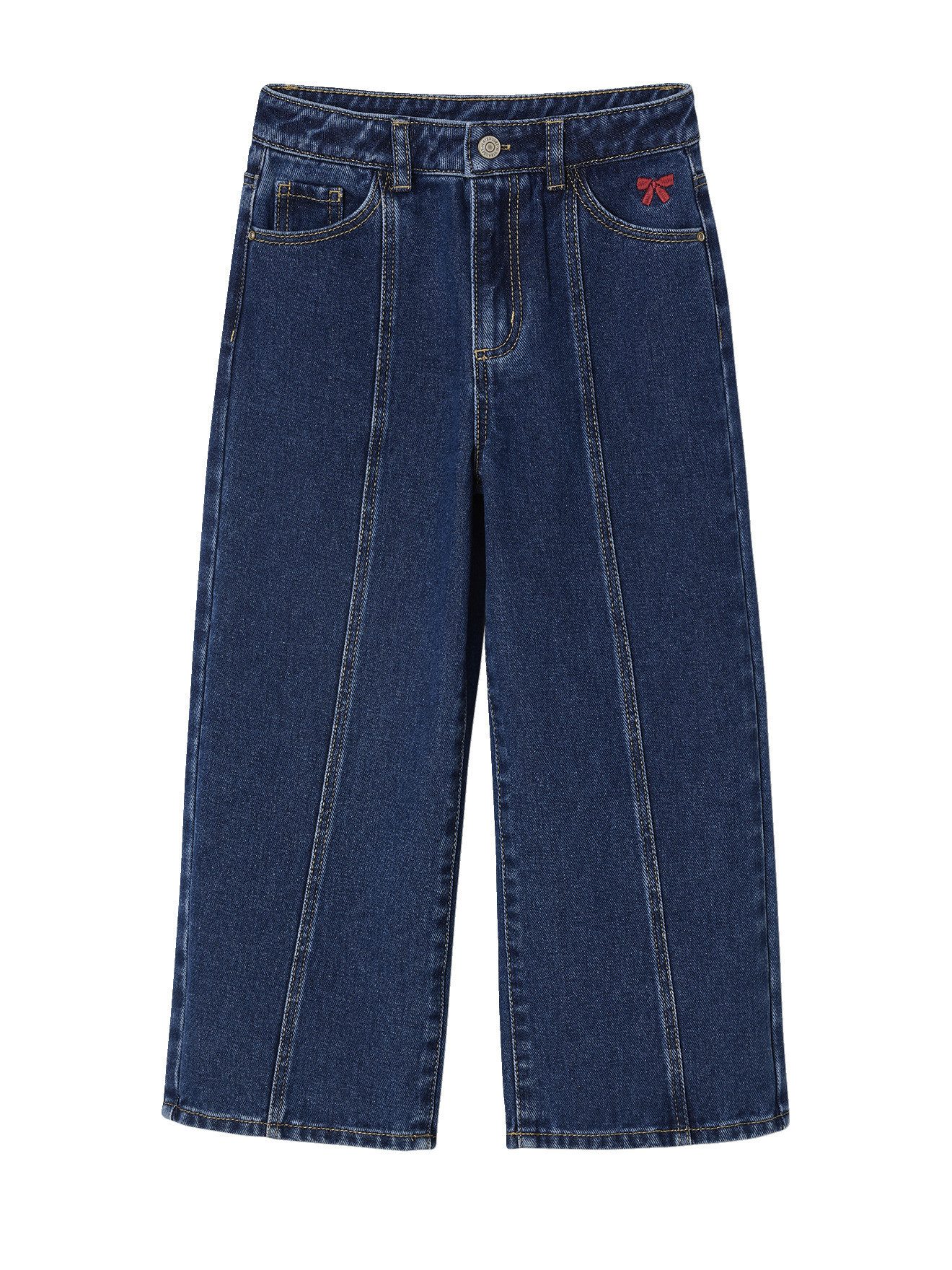 vertbaudet 7/8-Caprijeans Mädchen Flared-Jeans mit Ziernaht