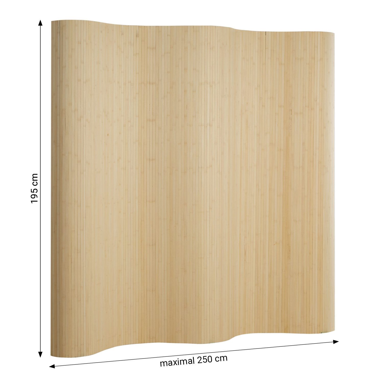 Homestyle4u Paravent Raumteiler Trennwand Bambus Sichtschutz Holz 145x200 195x200 Indoor (1 St), Hellbraun, Faltwand