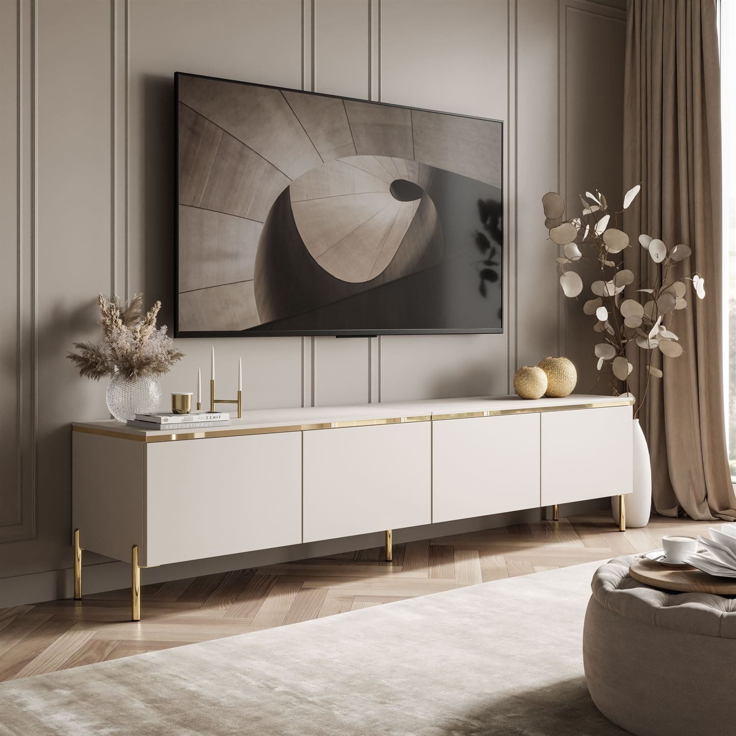 ALLHOUSE24 TV-Schrank NELLY Metallbeine LED Beleuchtung günstig online kaufen