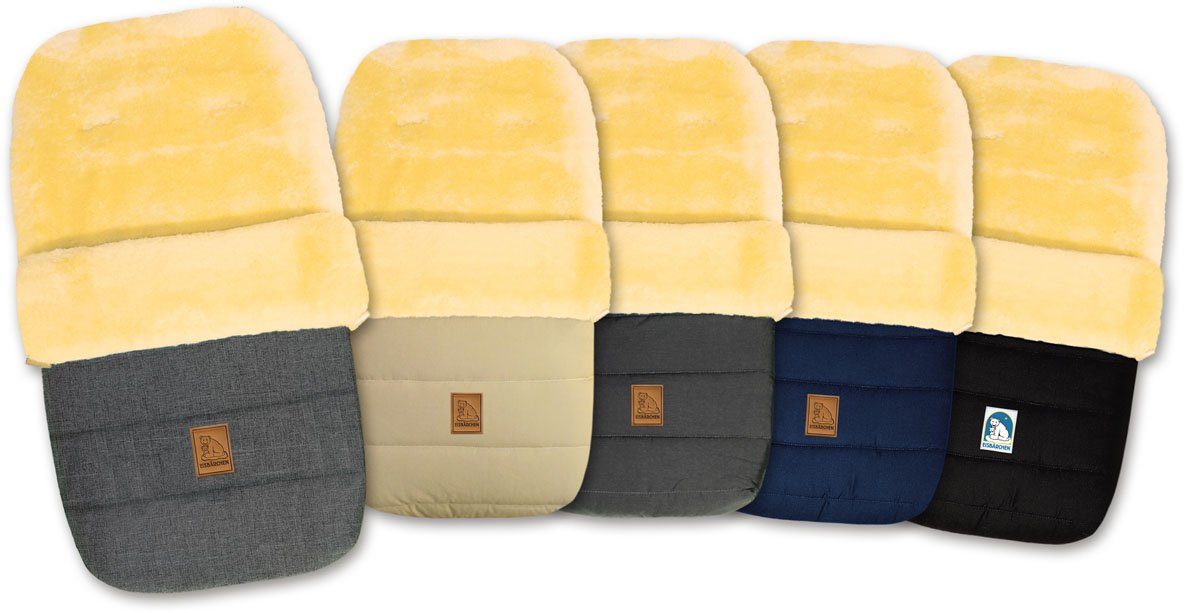 Heitmann Felle Fußsack Eisbärchen - Lammfell Winterfußsack - Premium Qualität, mit echtem Lammfell, für Kinderwagen, Buggy, 5 Gurtschlitze, waschbar – Bild 2 von 3