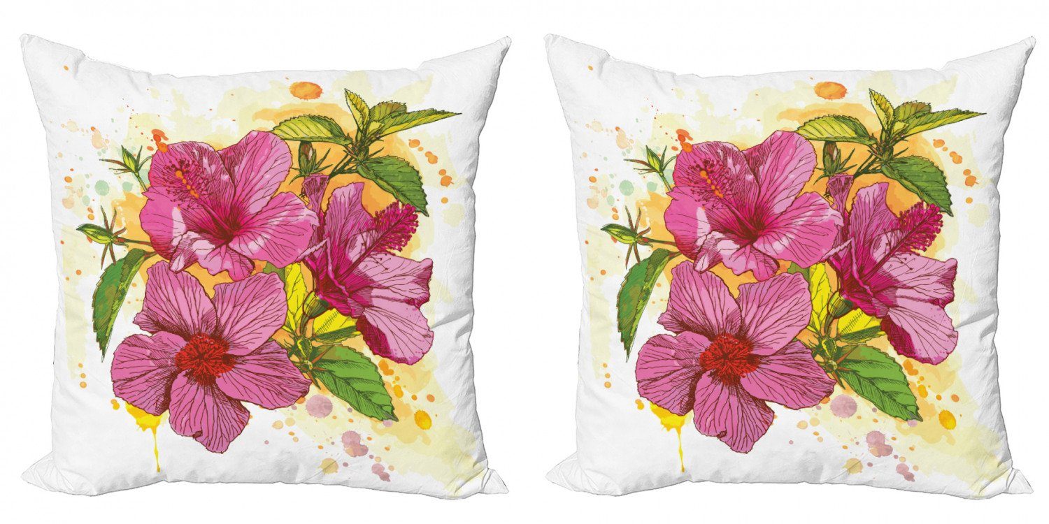 Kissenbezüge Modern Accent Doppelseitiger Digitaldruck, Abakuhaus (2 Stück), Blumen Vibrant Hibiskus-Blume