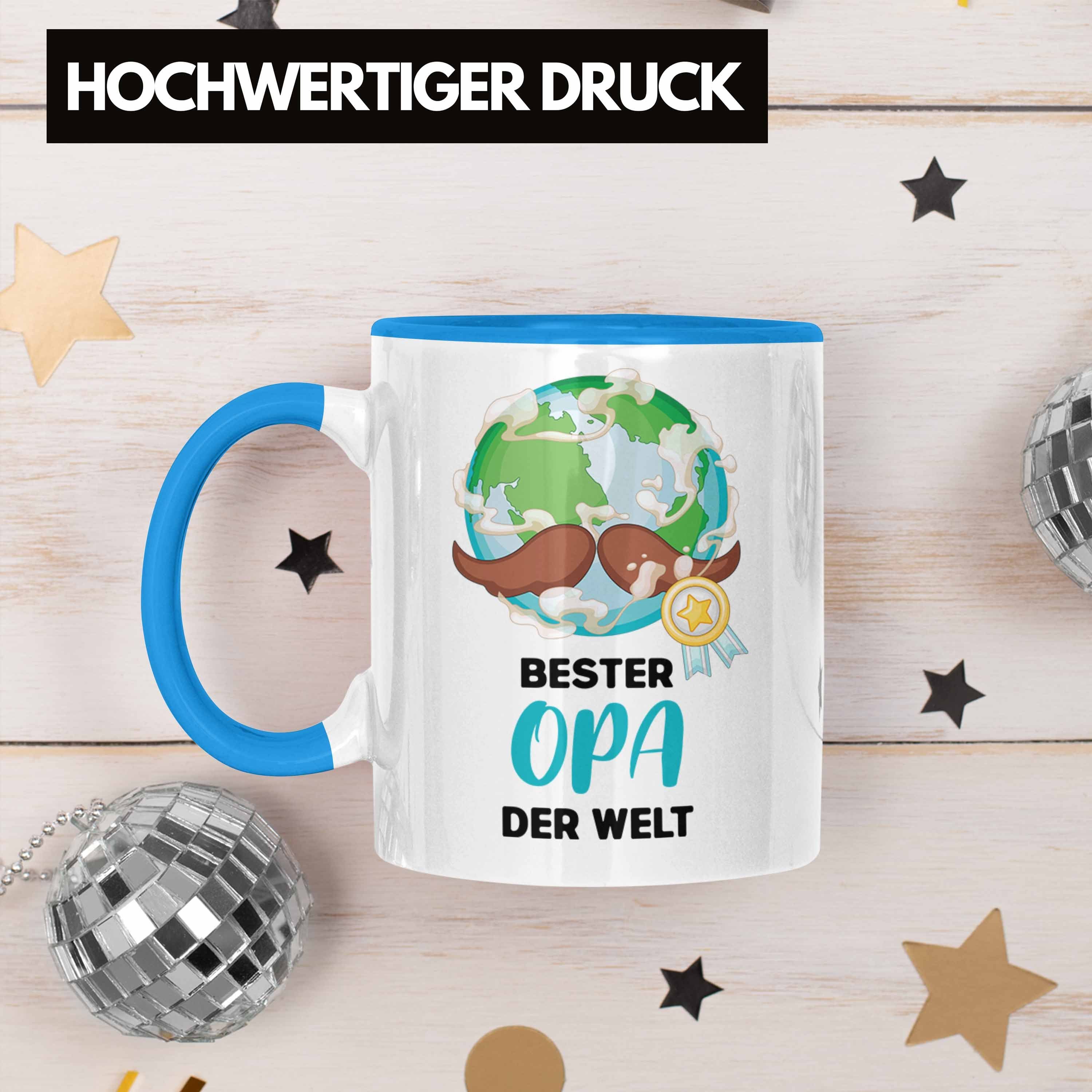 Trendation Tasse Trendation Spruch Der Geschenk Lustig Blau Enkel - Kaffeetasse von Bester zum Opa Weihnachten Welt Tasse Geburtstag