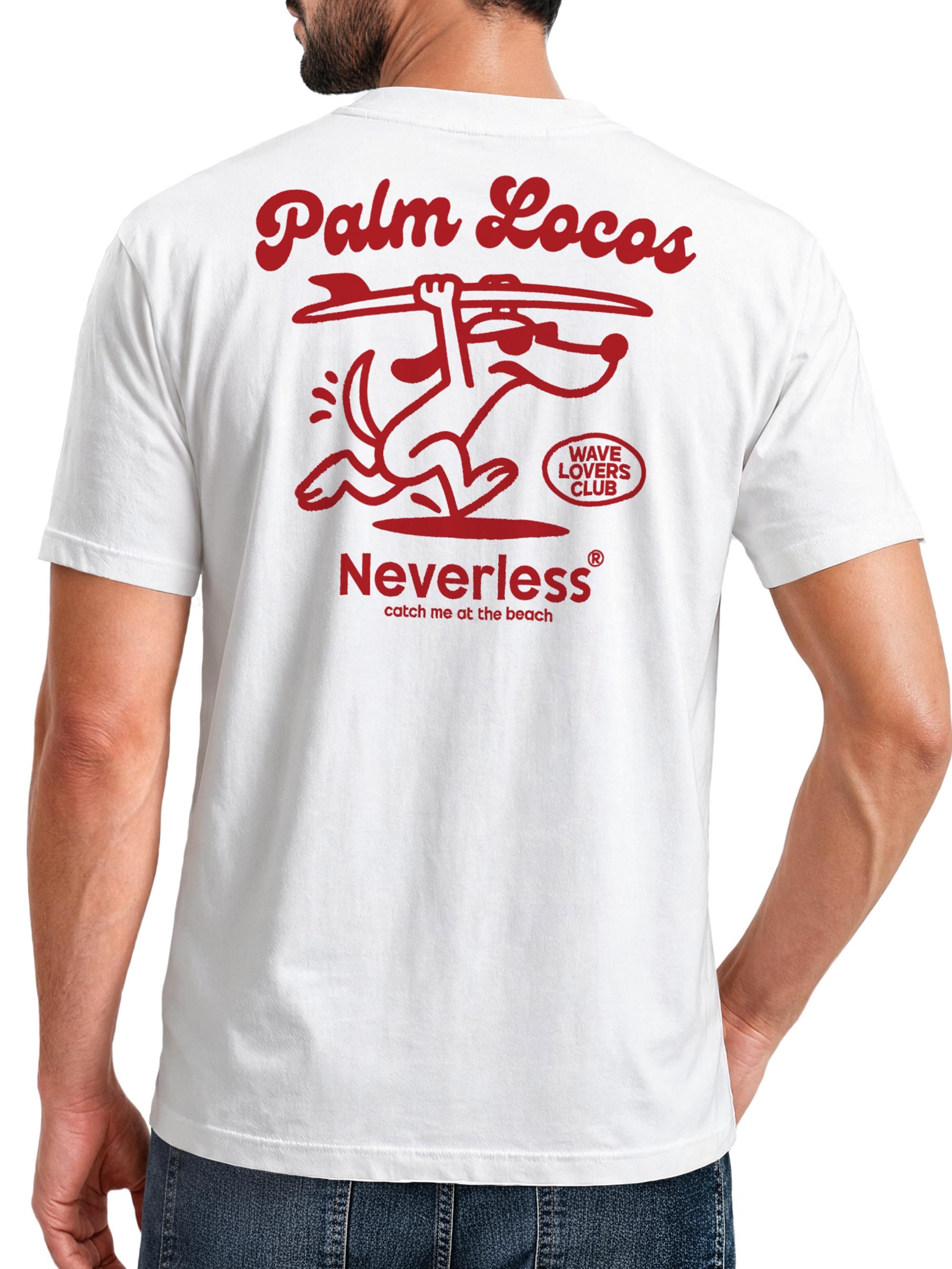 Neverless Print-Shirt Herren T-Shirt Backprint Surfing Design Aufdruck Palm Locos mit Print