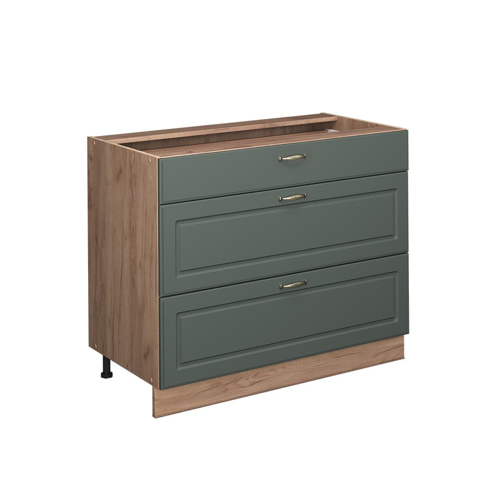 Vicco Unterschrank Fame-Line, Grün-Gold Landhaus/Goldkraft Eiche, 100 cm ohne Arbeits... (1-St)