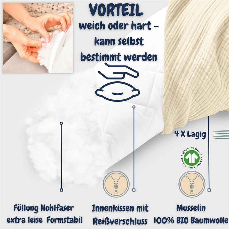 SEI Design Stillkissen Seitenschläferkissen Babynestchen Kuschelnest XXL, Schwangerschaftskissen mit Bezug, Bezug 100% Baumwolle