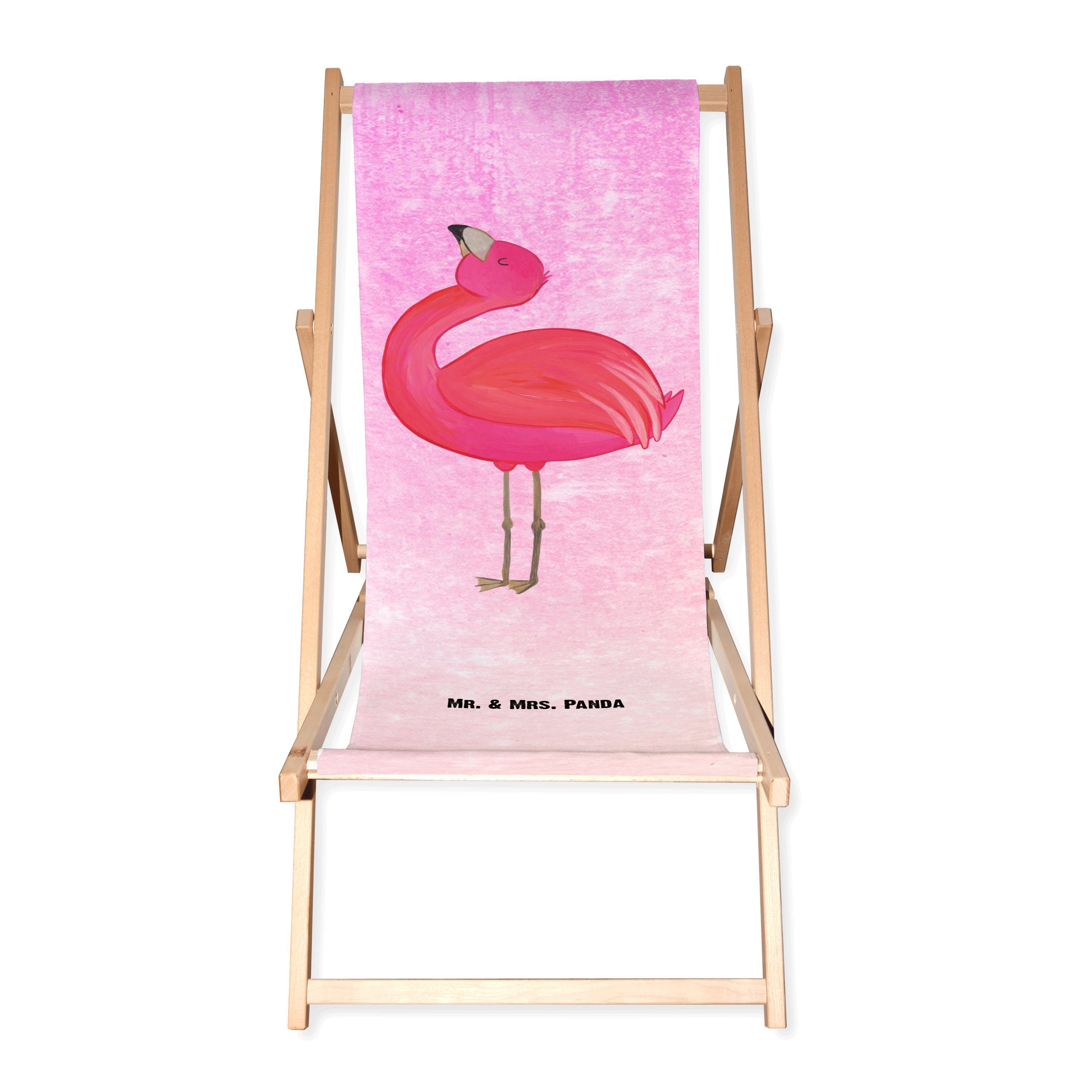 Mr. & Mrs. Panda Gartenliege Flamingo stolz - Aquarell Pink - Geschenk, Selbstakzeptanz, rosa, Mam, 1 St.