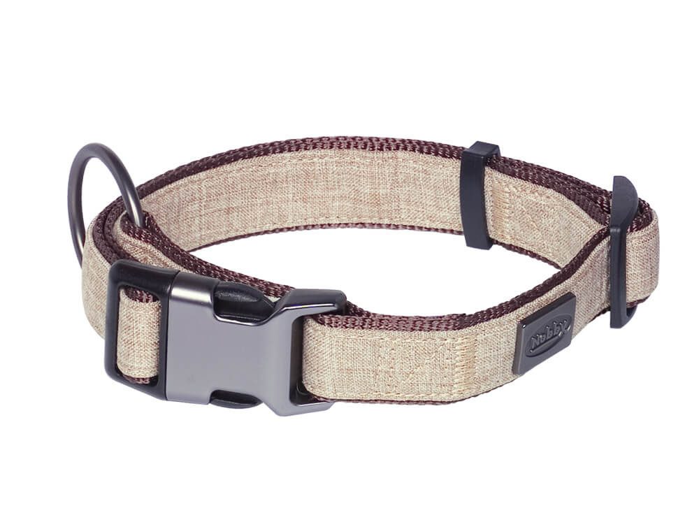Hunde-Halsband Halsband "Linen Deluxe", braun, XXS-S