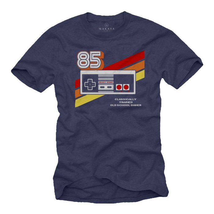 MAKAYA Print-Shirt Herren Vintage Gamer PC Computer Motiv Nerd Geschenke Geek Funshirt mit Druck aus Baumwolle