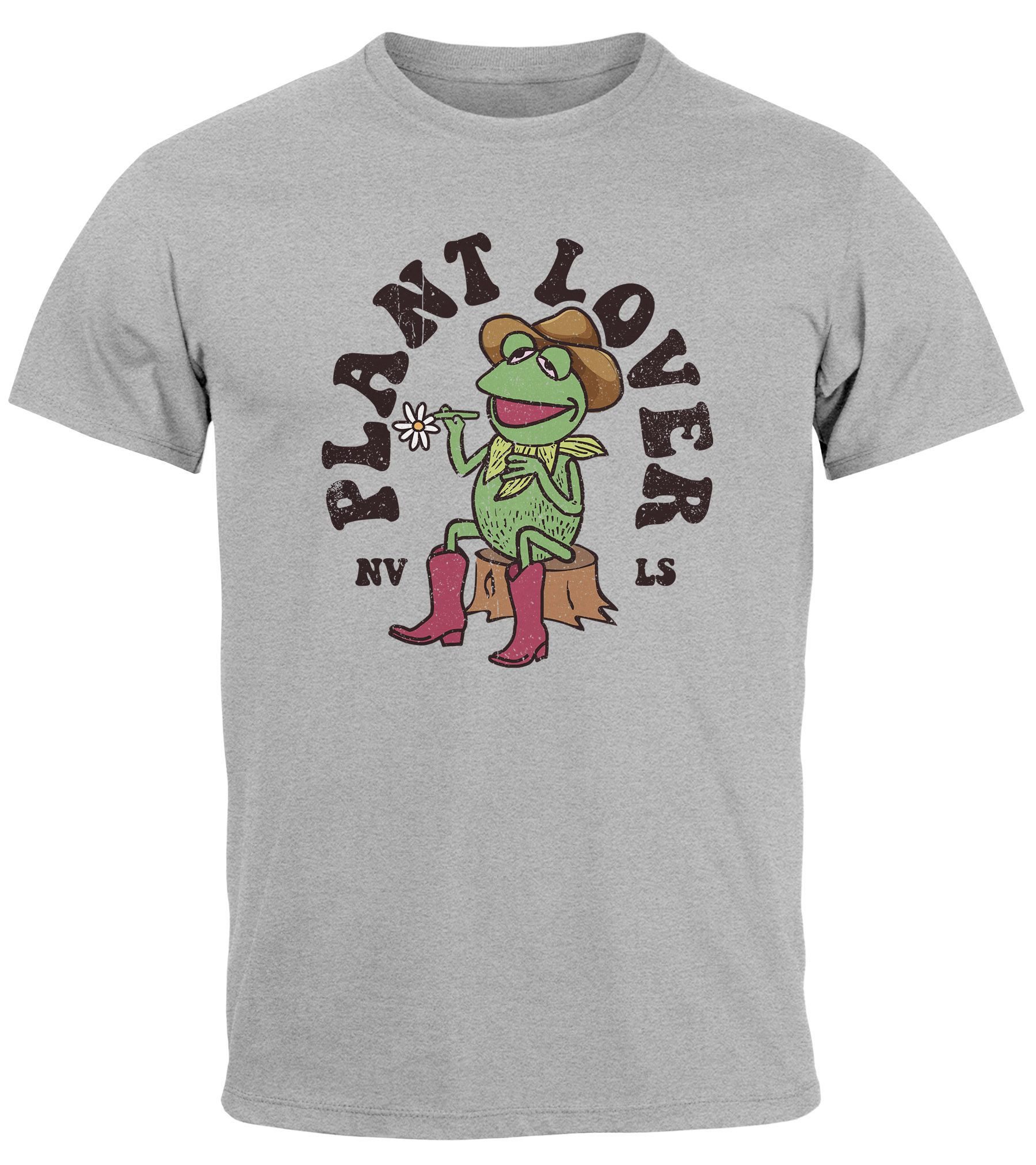 Print-Shirt Herren T-Shirt Frontprint Grafik-Shirt Frosch Plant Lover Printshirt