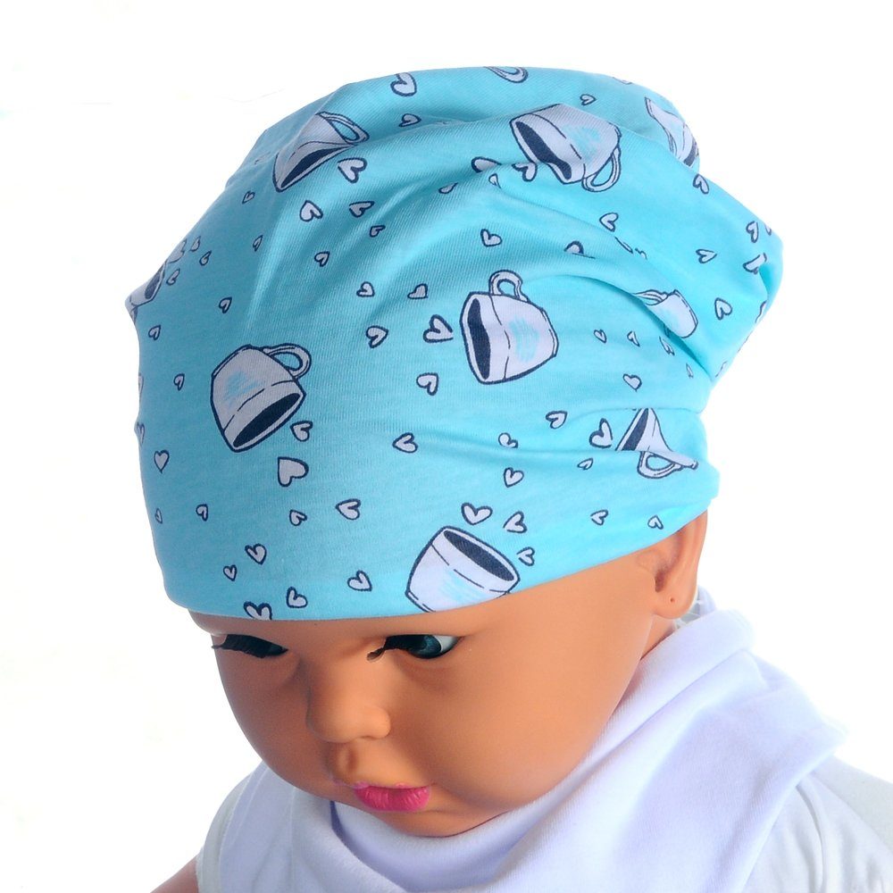 La Bortini Kopftuch Kopftuch Mütze für Baby und Kinder 42 - 54 cm Sommertuch Bandana, aus reienr Baumwolle, gemustert, mit Gummizug
