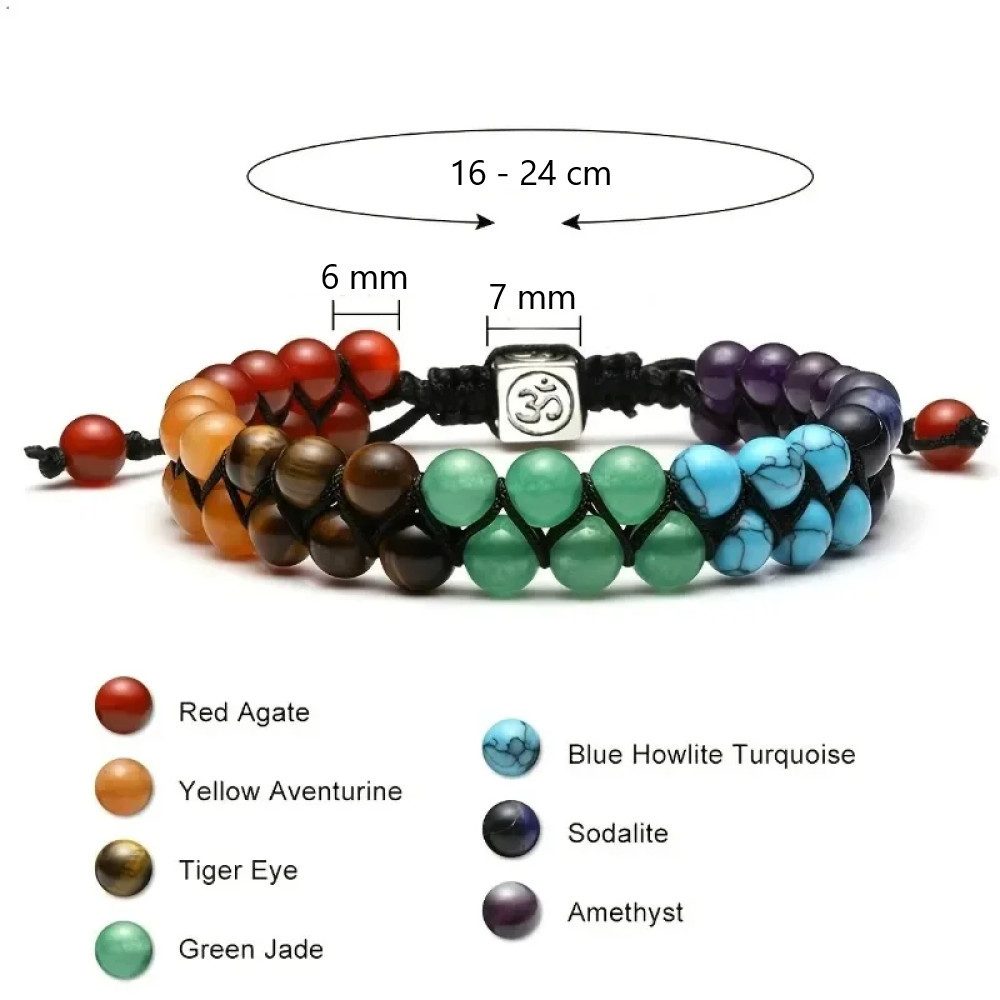 Ware aus aller Welt Perlenarmband Chakra Armband aus Naturstein – Verstellbar – Für Meditation & Yoga (1-tlg)