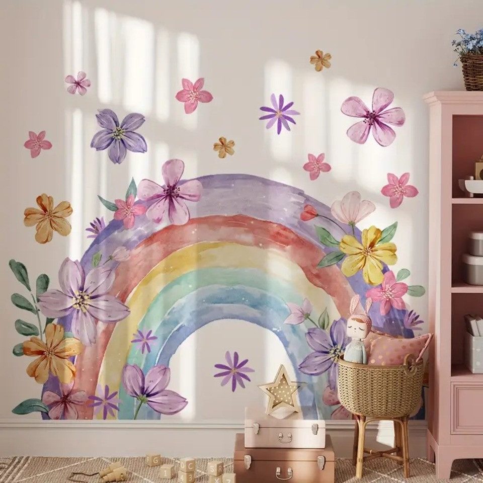 Montegoni Wandsticker Handgemalte Regenbogen-Blumen Wandsticker – günstig online kaufen