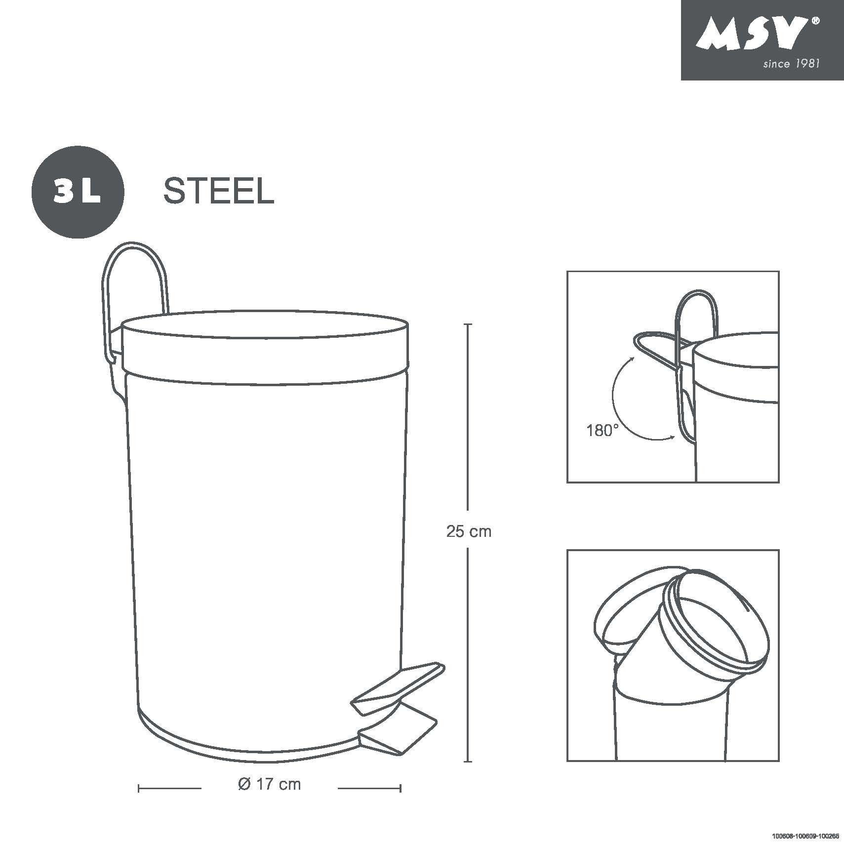 MSV Mülleimer MSV Treteimer 3 Liter Schwarz