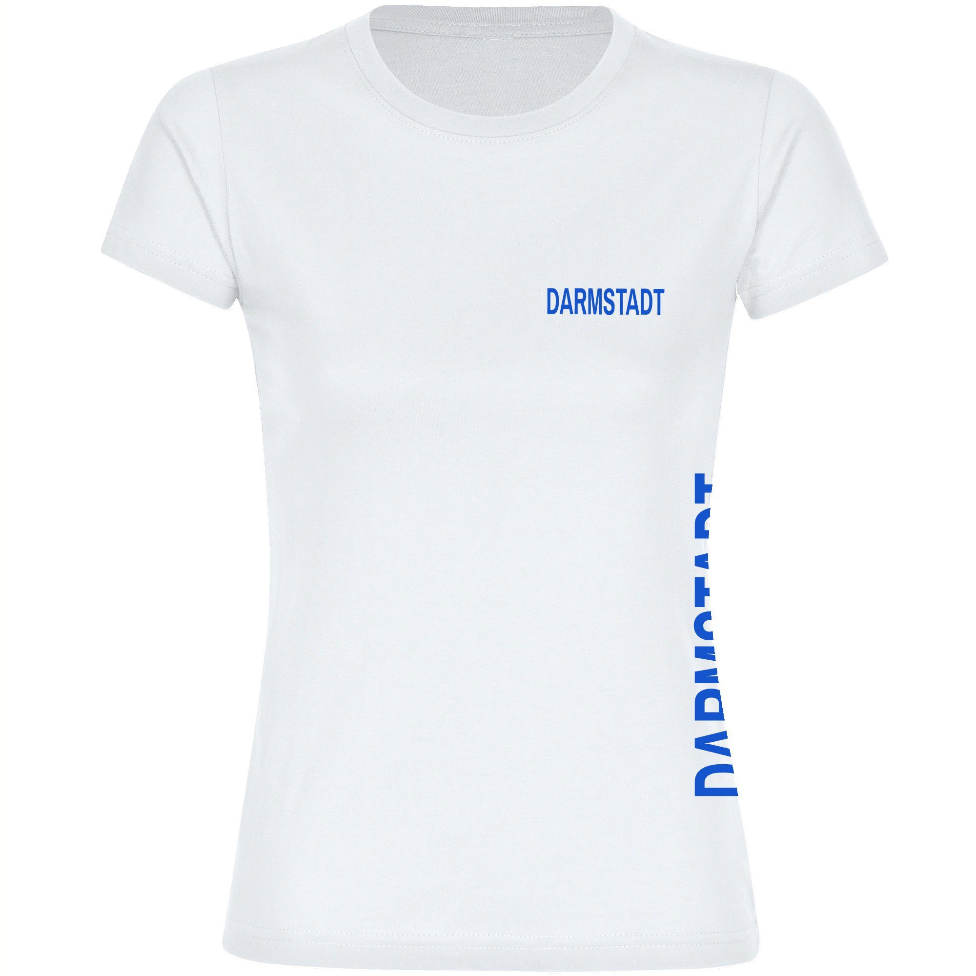 multifanshop T-Shirt Damen Darmstadt - Brust & Seite - Frauen