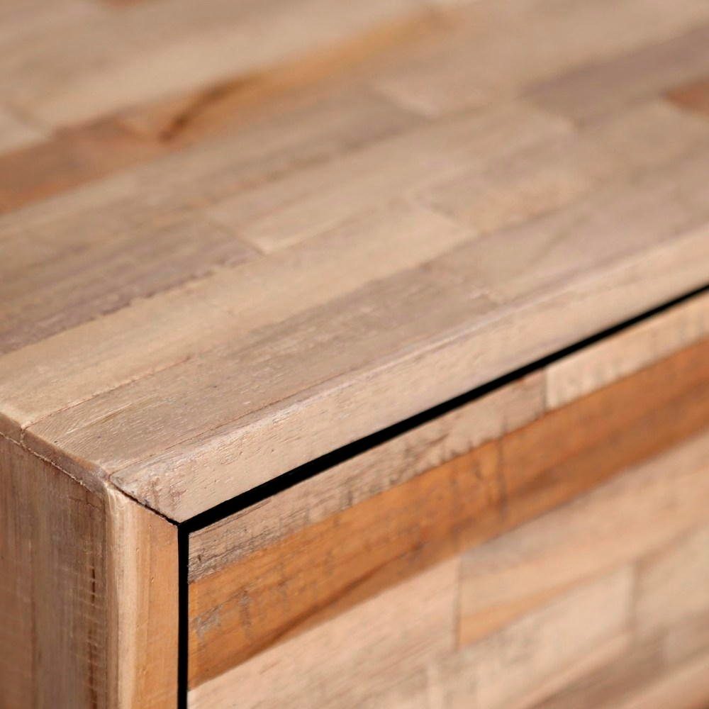 in RINGO-Living Massivholz mit Natur-hell und Beistelltisch Schublade Möbel Schwarz-m, Nachttisch Rinara