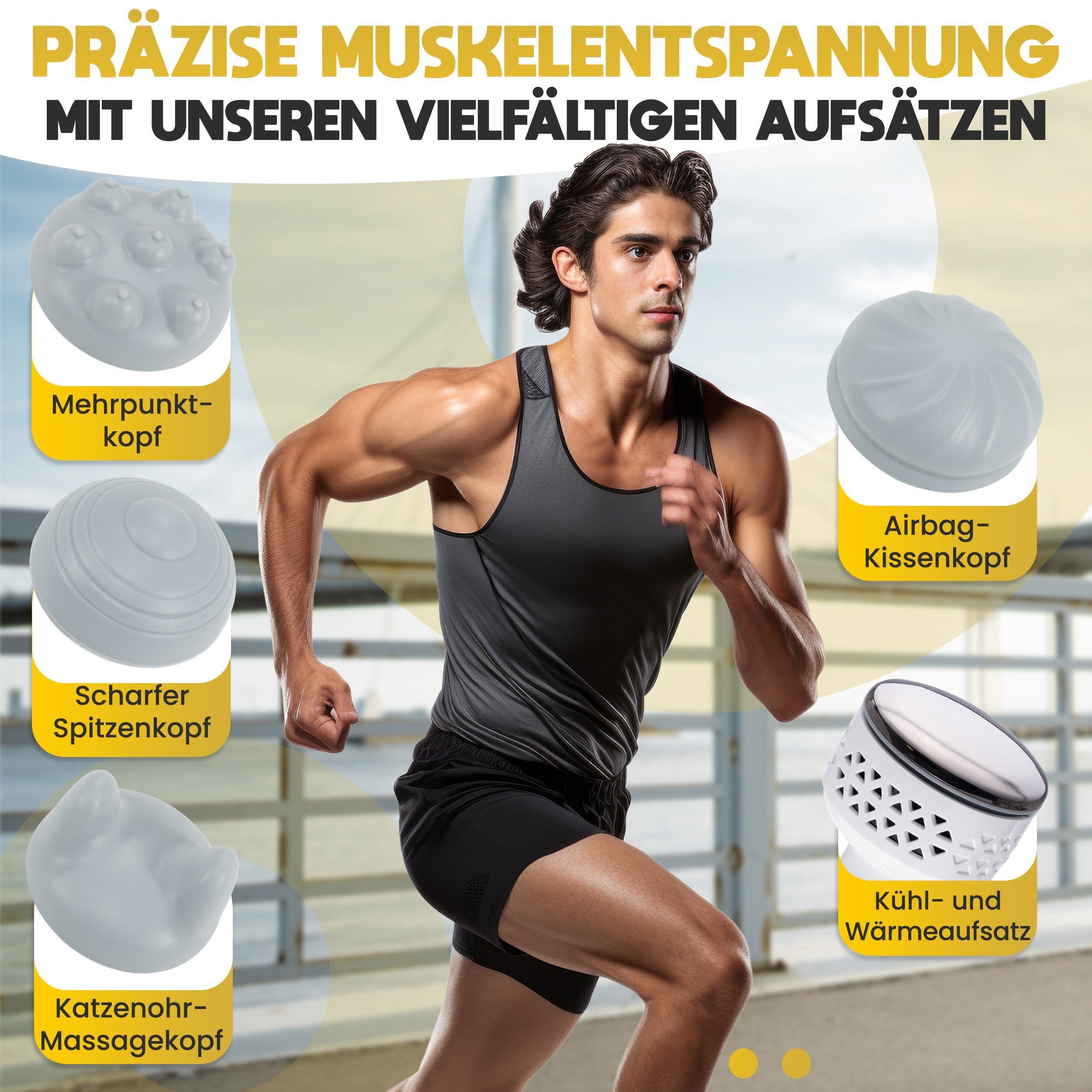 Goldstern-Tech Massagepistole Compact Pro, 6 Temperaturstufe und 8 Geschwindigkeitseinstellungen, Massagegerät mit 2200mAh Akku, Handmassagegerät mit Wärme- & Kältefunktion, 8 Stufen