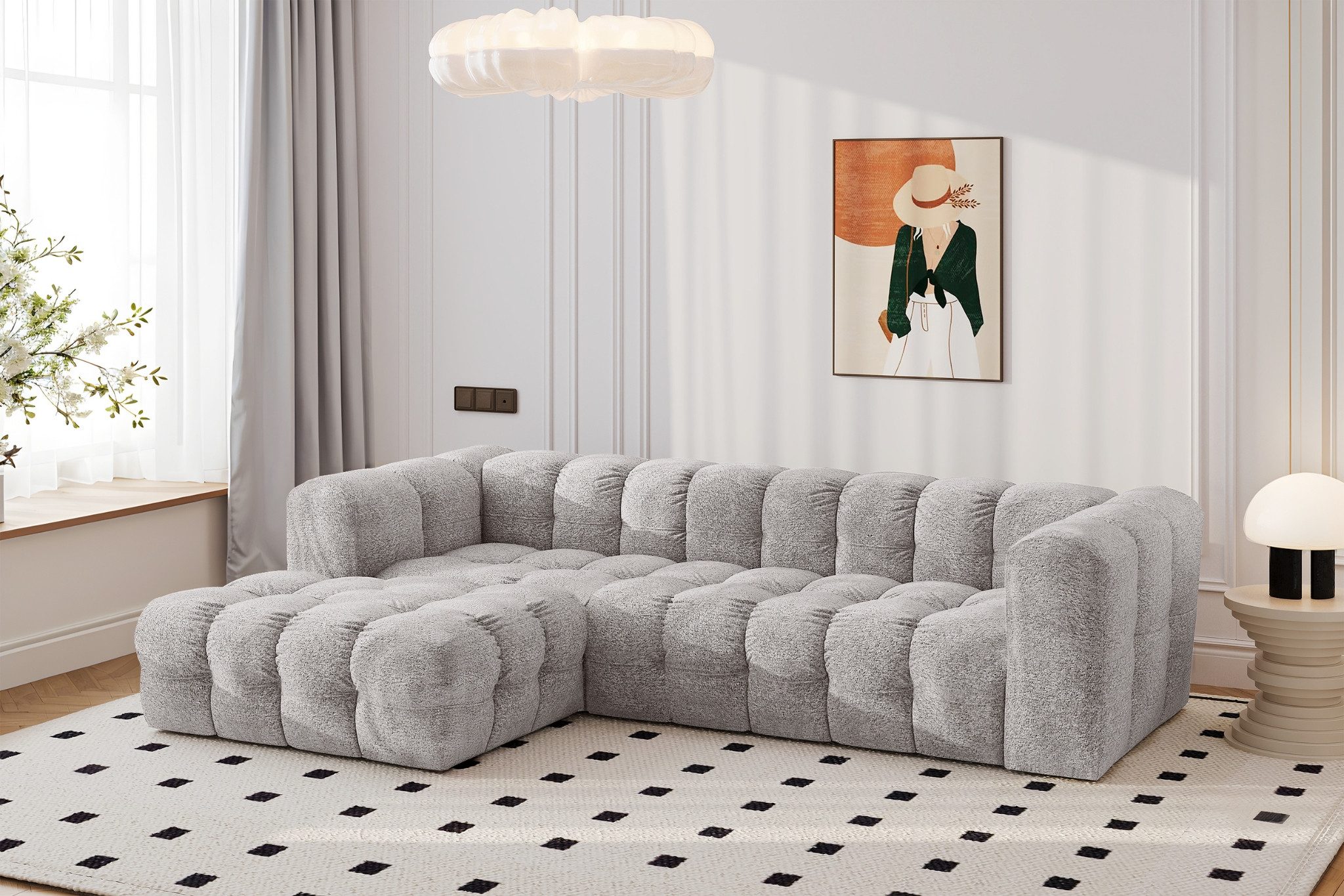 Kaiser Möbel Ecksofa BALOO L modernes freistehendes, für das Wohnzimmer, stoff Arena, Einzelsofa, gesteppte Oberfläche,freistehend platzierbar,hoher Sitzkomfort