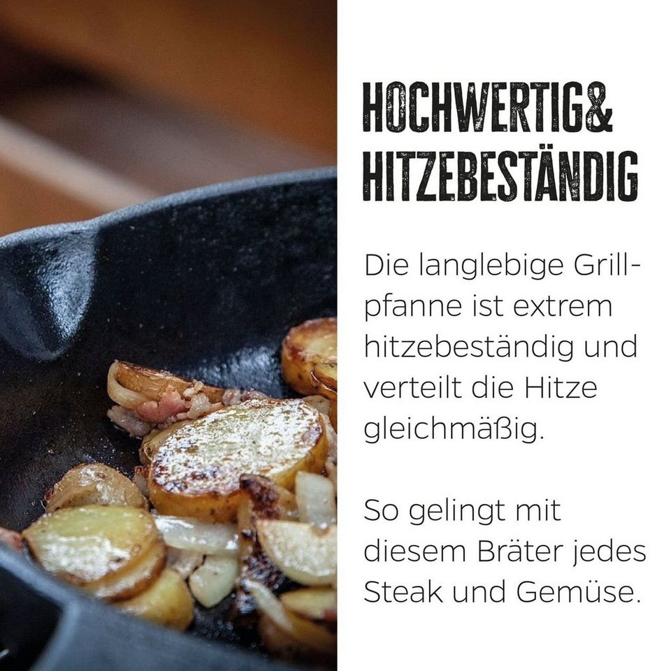 Grillfürst Grillpfanne Grillfürst Gusseisenpfanne mit Stielgriff Ø 35 cm