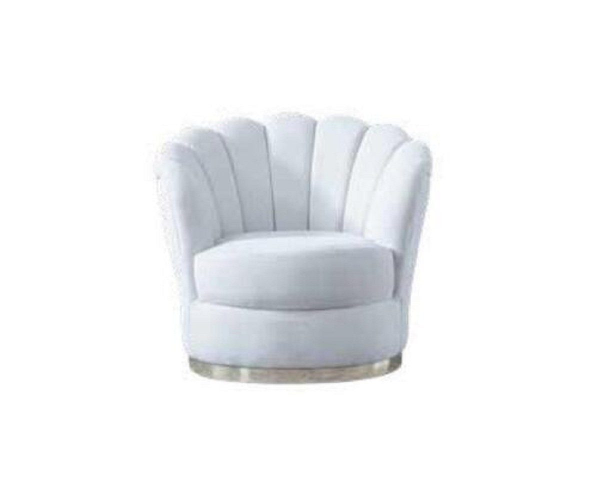 in Made Möbel Sitzer Designer Sessel Sessel), 1x Weißer (1-St., Luxus Europa Wohnzimmer Sessel JVmoebel Textil Einsitzer