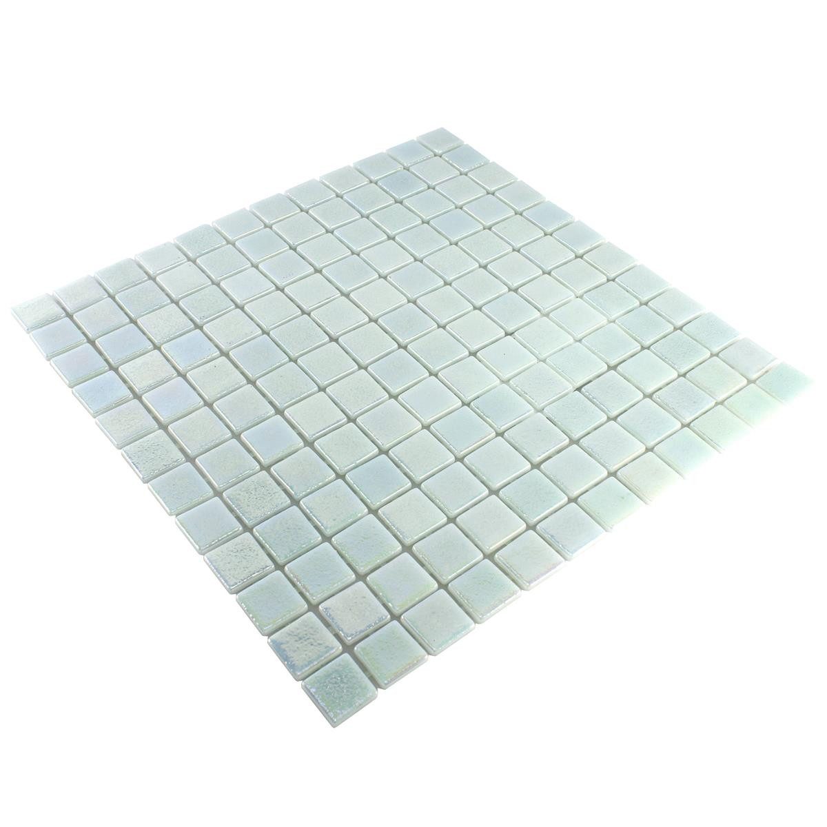 Mosafil Mosaikfliesen Glas Schwimmbad Pool MosaikFliesen McNeal 25x25 mm, Glas-Ecoglas 31.600x31.600, weiß, Eco Glas - Punktverklebt - Frostsicher - Wasserdicht - Wasserfest -